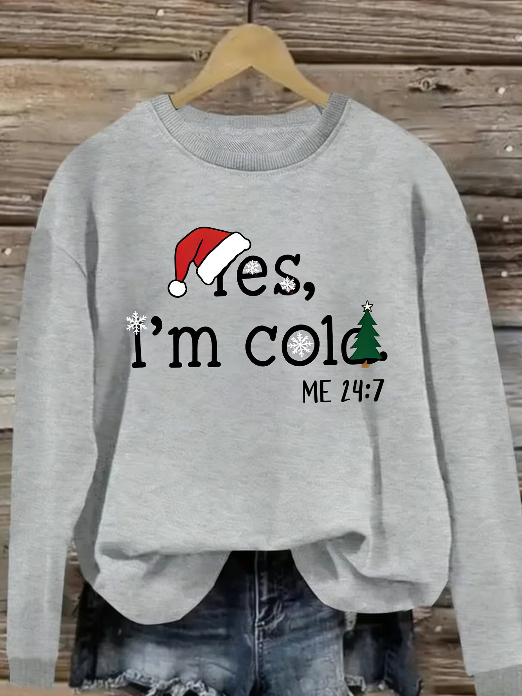 1pc Ladies Casual Round Neck Sweater, Autumn And Winter Long-Sleeved Pullover, Black Sweatshirt, European And American Fashion Printing, Halloween, Christmas, Bows, Candy Bars, Snowflakes, Books, Apples, Gingerbread Men, Christmas Trees