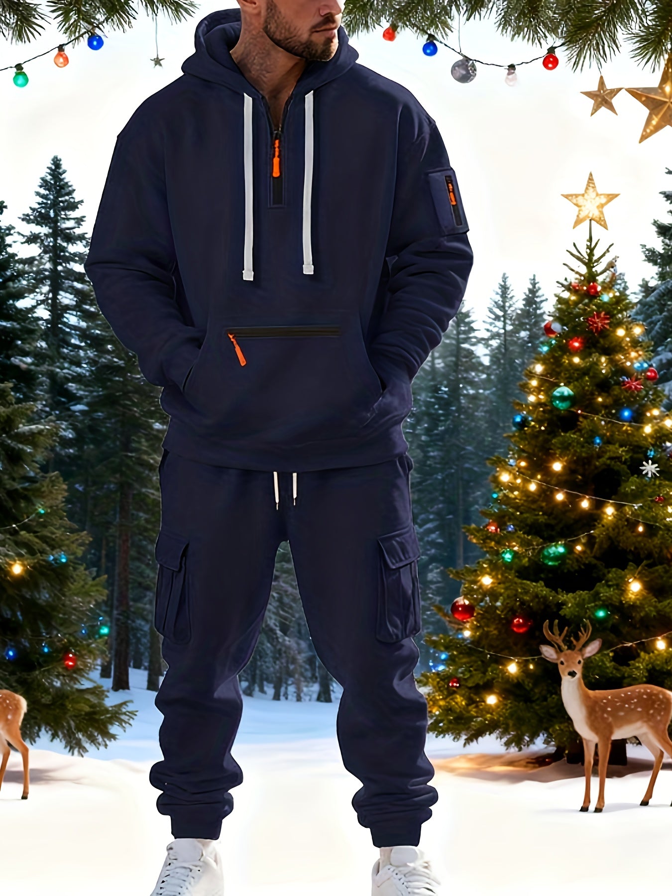 2025 Autumn-Winter New Product: Warm Fleece Sweater Set - Simple Solid Color Hooded Top + Loose Sweatpants - Provides Warmth and Protection Against Cold Weather - Two-Piece Set