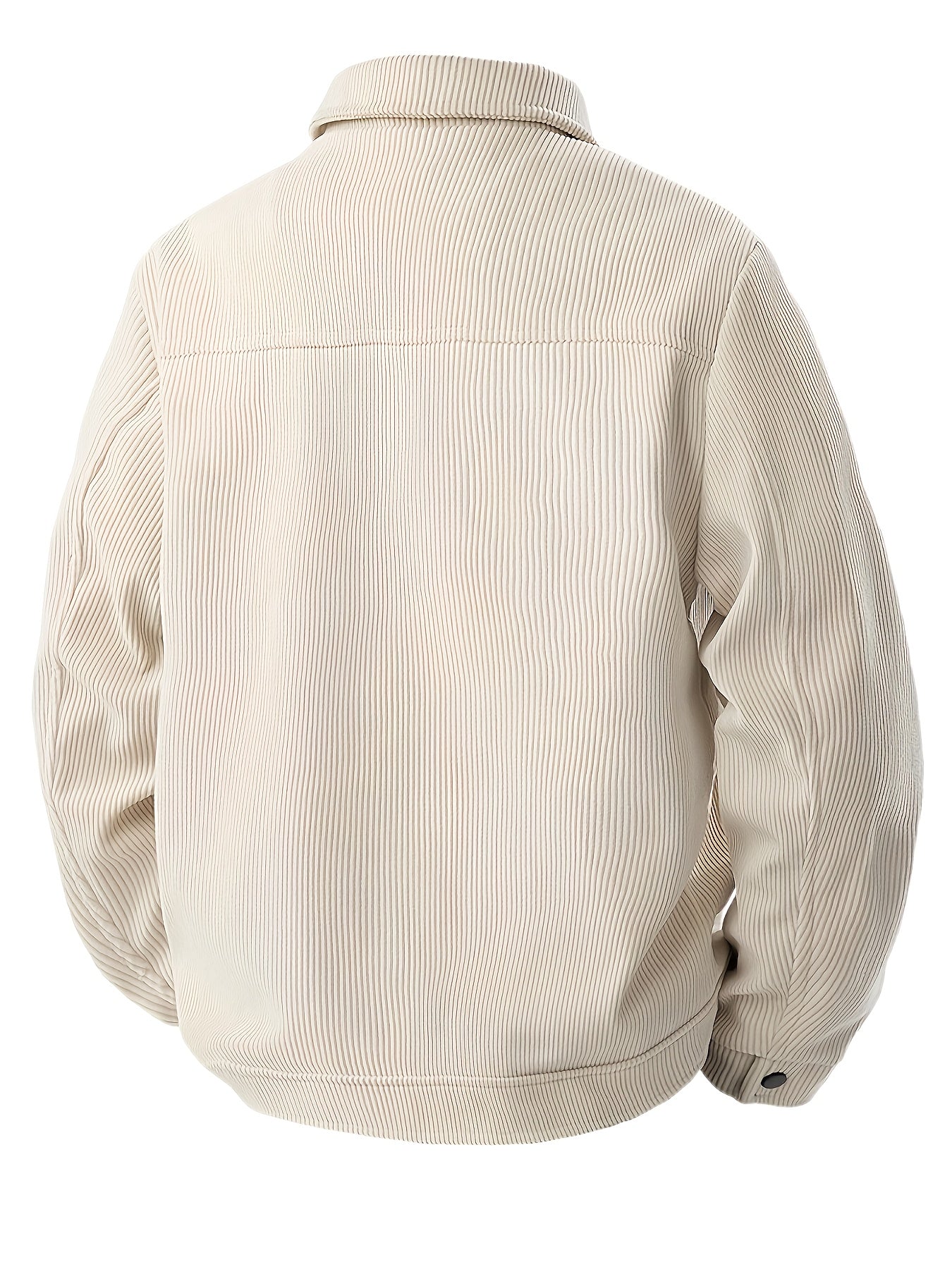 Men's Corduroy Tooling Jacket - Black, Multi-Pocket Design with Flip Pocket, Button Front, Long Sleeve, Casual Style, Machine Washable