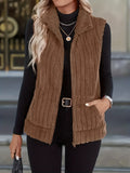 Versatile Women's Vest - Spring And Autumn - Soft And Comfortable - with a Small Stand-Up Collar And Zip Pockets
