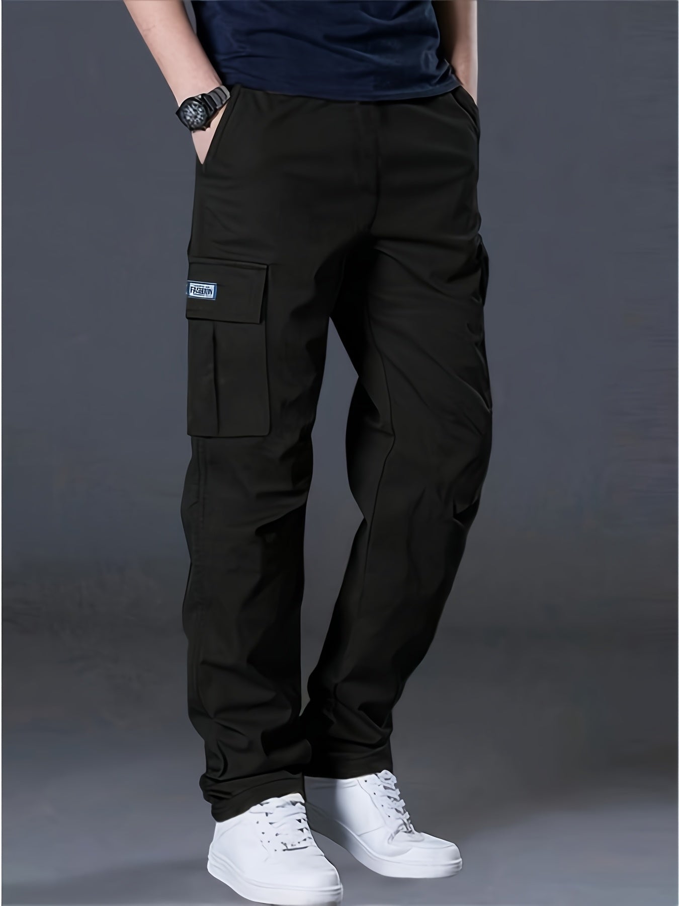 Men's Heavy-Duty Pants with Multi-Pocket Design - Straight-Leg Cargo Trousers, Adjustable Drawstring Waist, All-Season Casual Outdoor & Workwear (Compatible for,, Travel) - Solid Color, Hand Wash/Dry Clean)