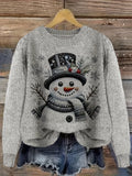 Crew Neck Christmas Print Casual Sweater | Loose Fit, Fall/Winter Season, Color Block Details