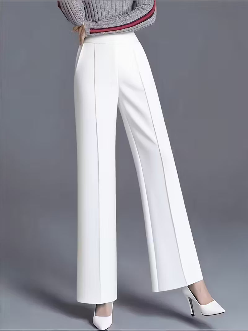 Women's elegant high-waisted wide-leg trousers
