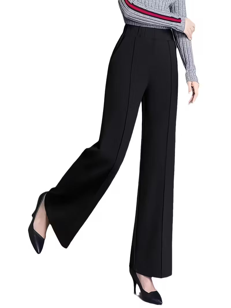 Women's elegant high-waisted wide-leg trousers