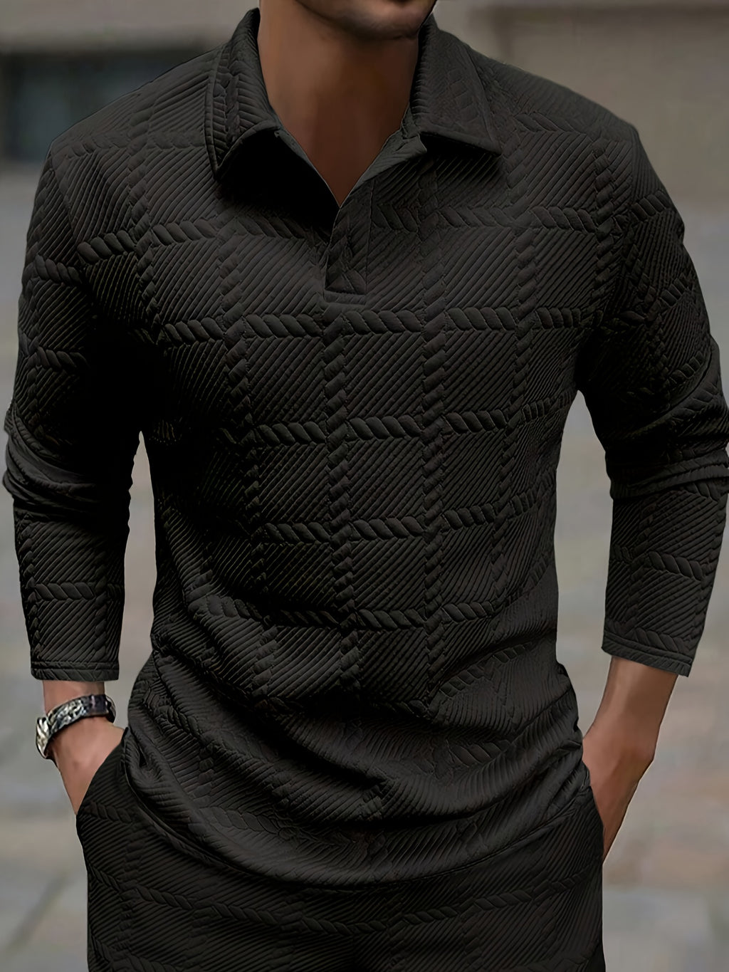 Spring and Autumn New Men's POIO Shirt Fashion Atmospheric Casual Knitted Jacquard T-Shirt Men's Clothing