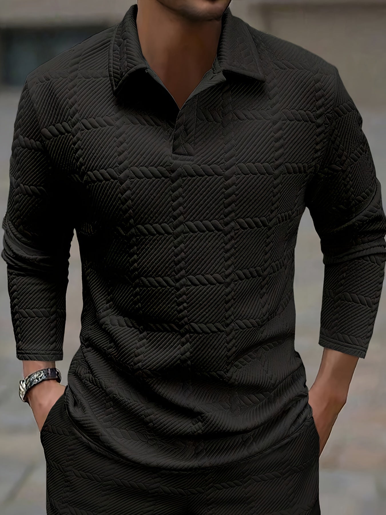 Spring and Autumn New Men's POIO Shirt Fashion Atmospheric Casual Knitted Jacquard T-Shirt Men's Clothing