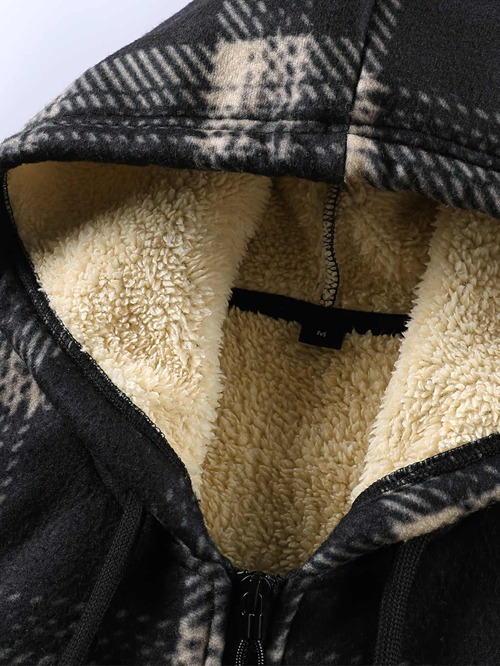 Men'S Heavyweight Winter Jacket - Thermal Insulated Zip-Up Coat with Full-Zip Closure, Hooded Outerwear for Cold Weather, Front Pockets - Brown, Casual Outerwear, Plaid Pattern, Warm Insulation, Outdoor Enthusiasts