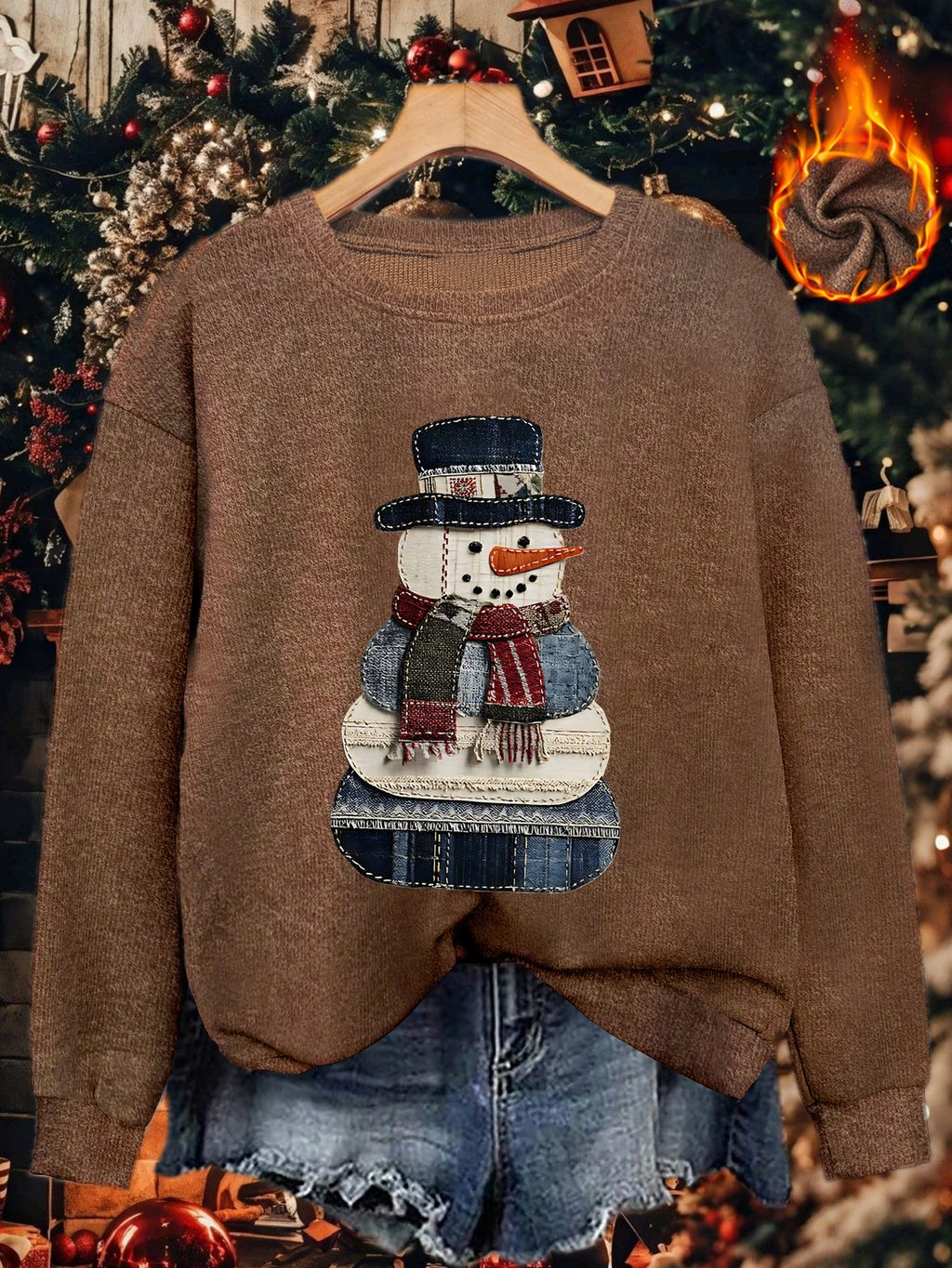 Women's Christmas Snowman & Plaid Patchwork Sweater Jacket - Soft Cozy Round Neck Cardigan, Machine Washable Winter Warm Pullover with Snowman Buttons, Casual Holiday Outfit (Cape-like) Gift for Mom, Wife, - All-Season Wear