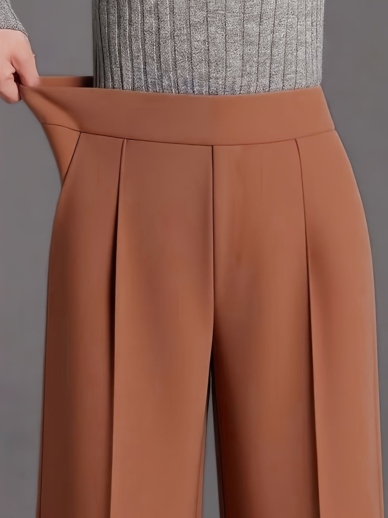 Elegant High-Waisted Wide-Leg Pants for Women, Featuring a Solid Color And a Comfortable Loose Fit, with an Asymmetrical Pocket Design. Versatile Casual Pants Suitable for All Seasons, Made from a And Machine Washable.