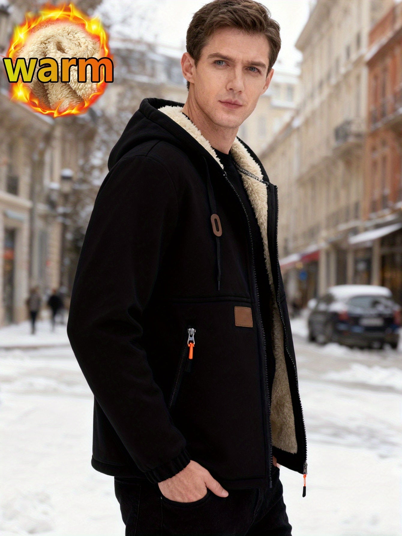 Men'S Hooded Cardigan Sweatshirt, Stylish Fleece-Lined And Thickened Hoodie, Comfortable And Loose Drawstring Hooded Sweatshirt, Suitable for Autumn And Winter Men'S Wear, Features Zippered Pockets, Ideal for Winter And Fall, Makes a Great Gift