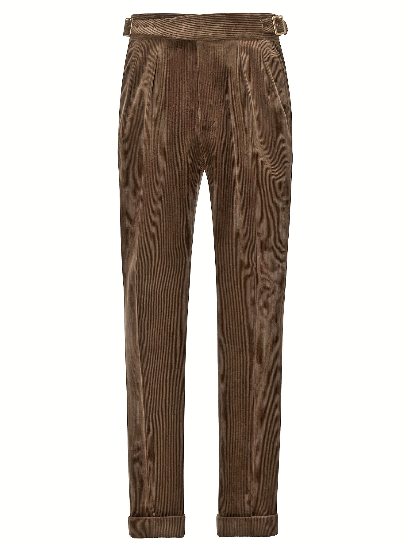 Men's Elegant Solid Brown Winter Tuxedo Pants - High-Waisted Wrinkle-Resistant Fleece Blazer Pants with Button Closure, Machine Washable Formal & Business Casual Trousers for Fall/Winter, Light Business Style, Structured Fit, Suitable for Office & Formal