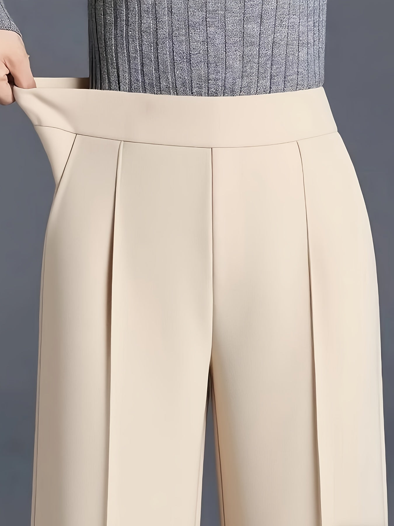 Elegant High-Waisted Wide-Leg Pants for Women, Featuring a Solid Color And a Comfortable Loose Fit, with an Asymmetrical Pocket Design. Versatile Casual Pants Suitable for All Seasons, Made from a And Machine Washable.