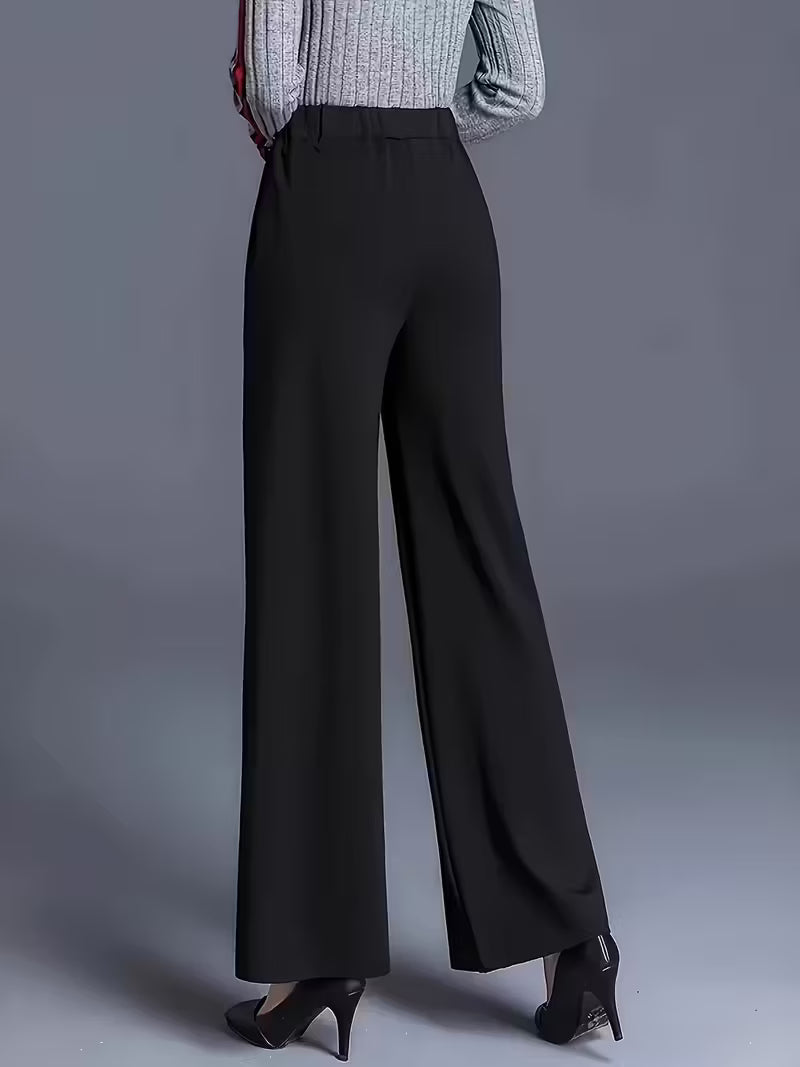 Women's elegant high-waisted wide-leg trousers
