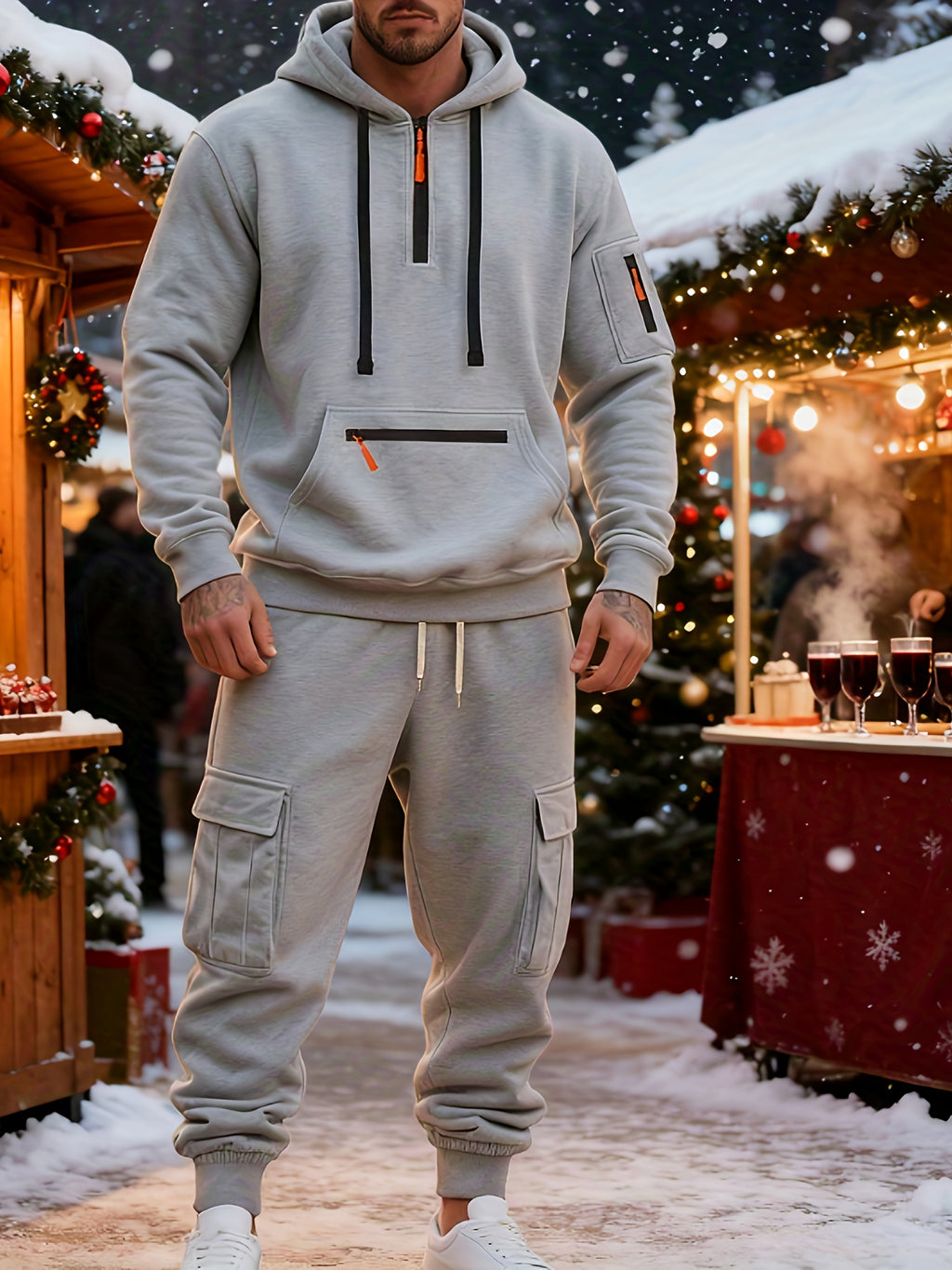 2025 Autumn-Winter New Product: Warm Fleece Sweater Set - Simple Solid Color Hooded Top + Loose Sweatpants - Provides Warmth and Protection Against Cold Weather - Two-Piece Set