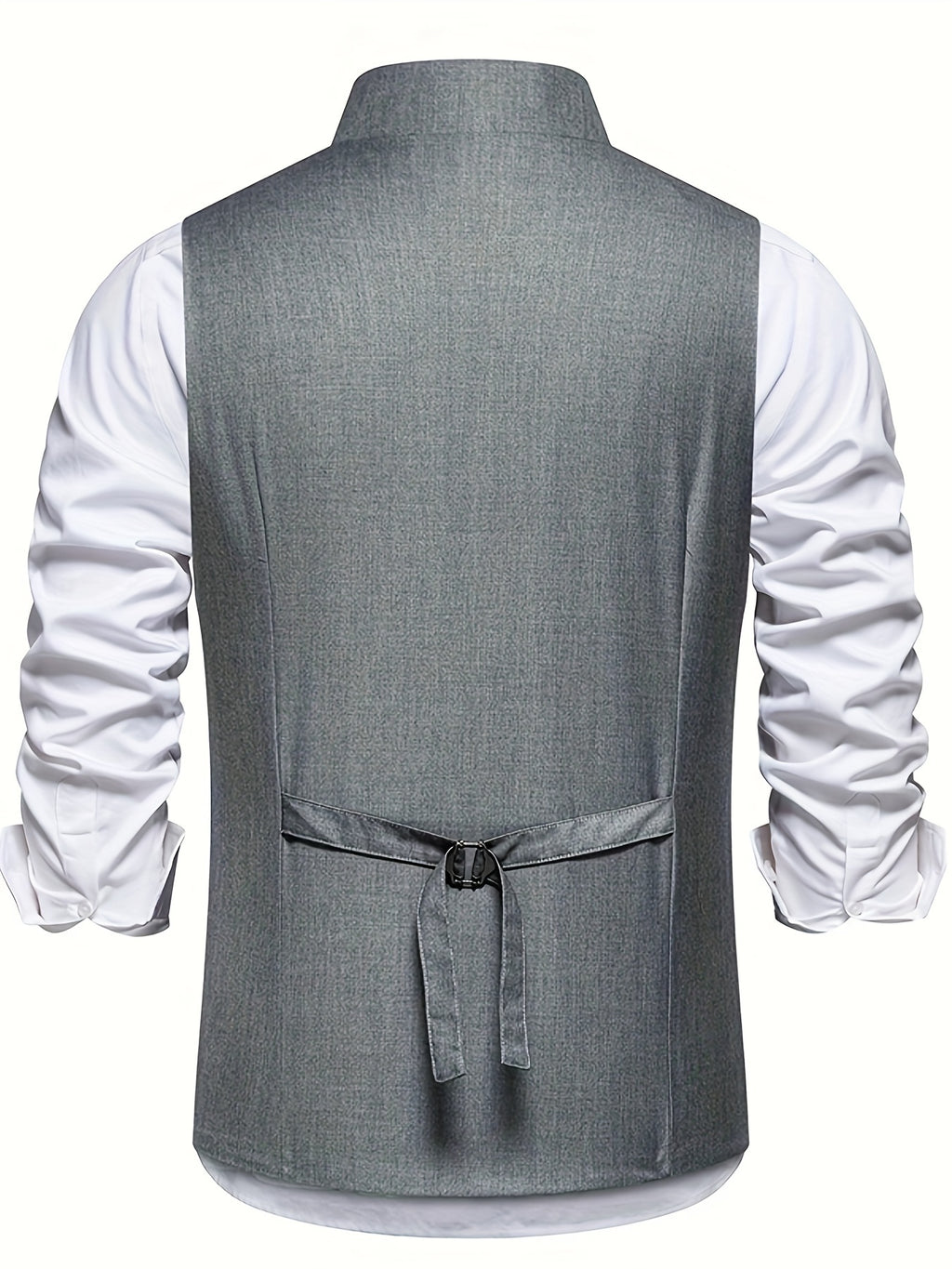 Stylish Men's Single-Breasted Suit Vest, Party Wedding Stage Slant Button Half-Notch Lapel Vest