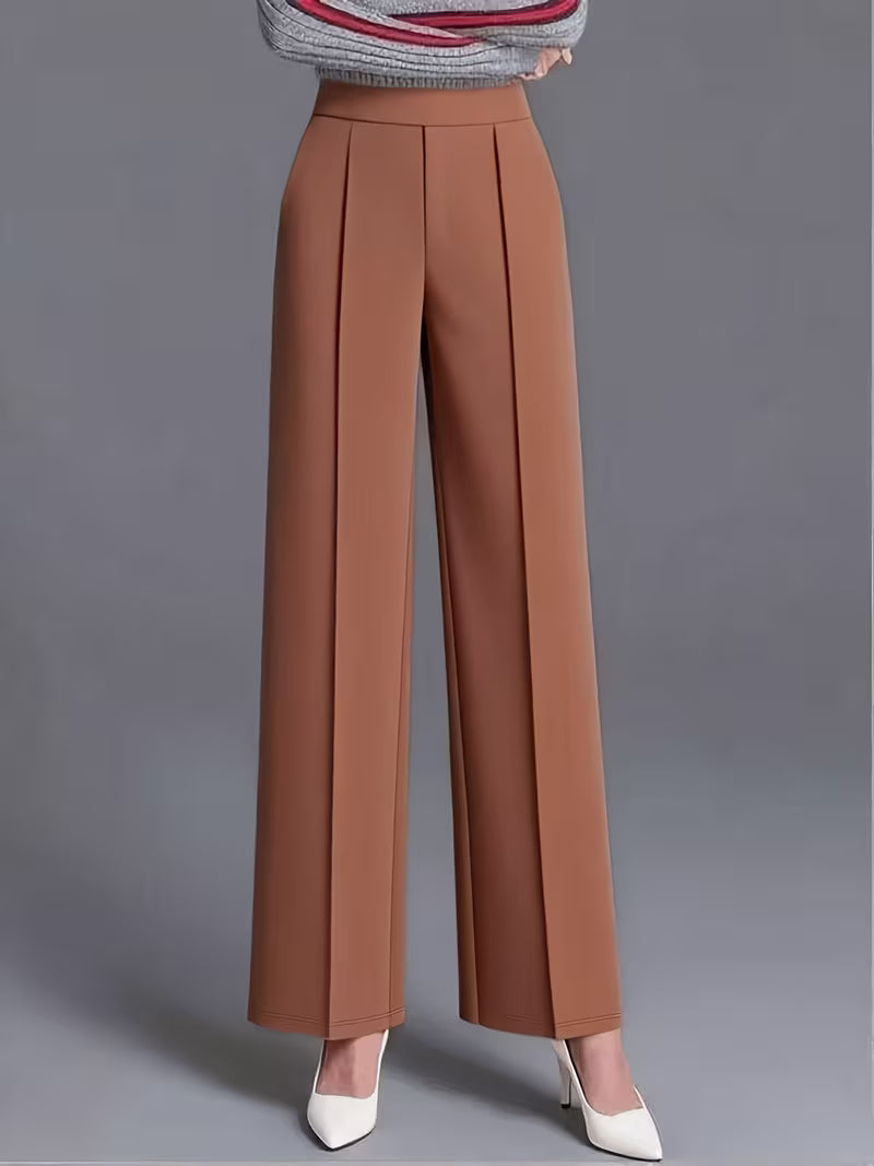 Women's elegant high-waisted wide-leg trousers