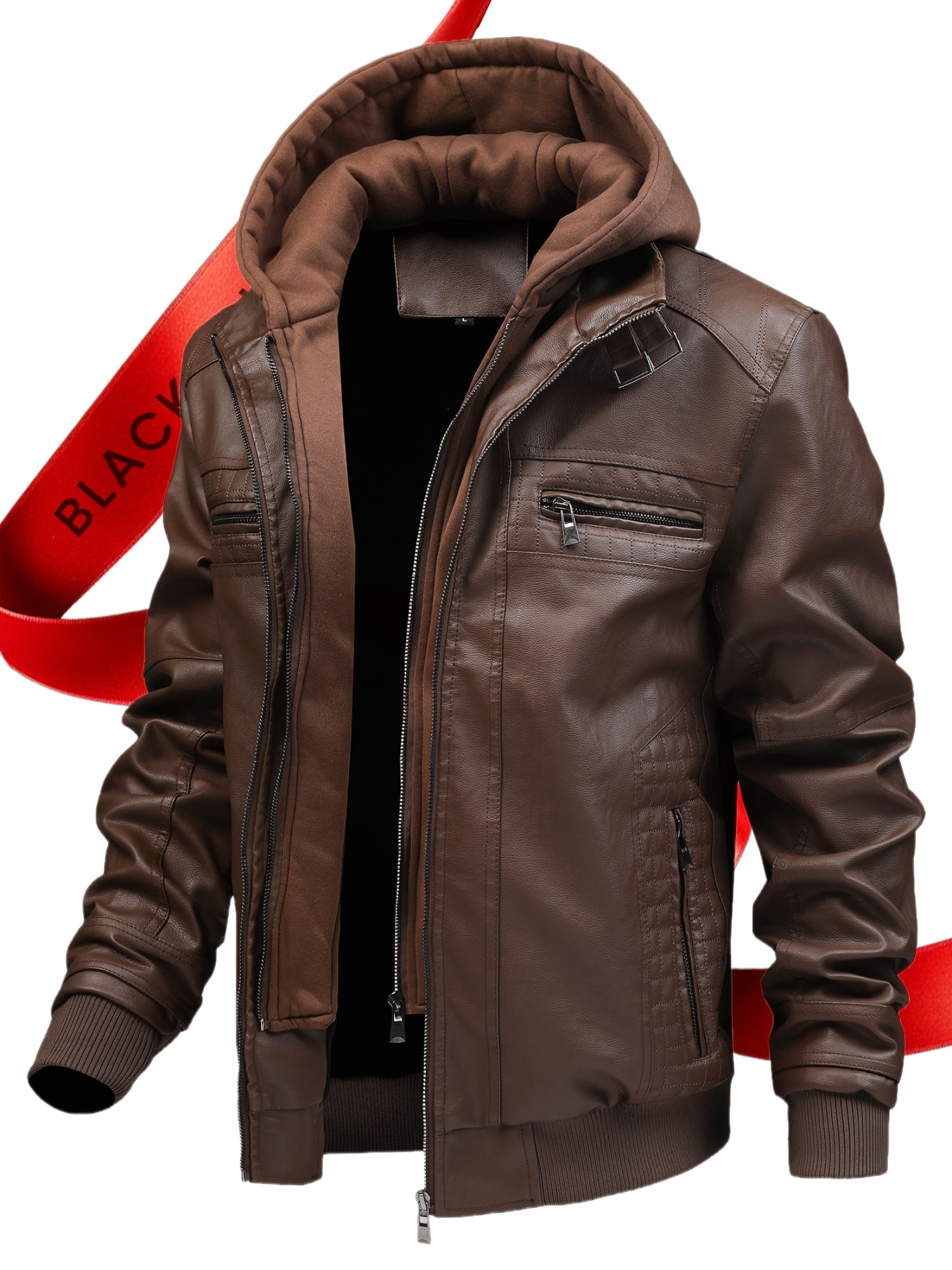 Autumn and Winter Fashion Hooded Motorcycle Jacket, Slim Fit Multi-Pocket Outerwear, Casual Daily Jacket, Outdoor Winter Wear, Lined Winter Coat, Slim Fit Hooded Jacket, Modern Outerwear Look, Slim Fit Design