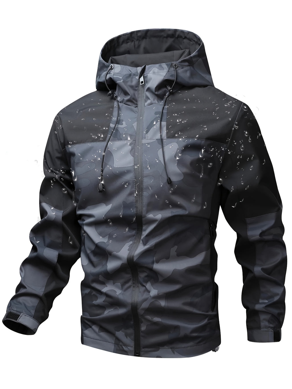 Men's All-Season Fashion Sports Outdoor Multifunctional Camouflage Jacket, Zippered Pockets, Large Capacity, Military Style, Suitable for Outdoor Activities, Travel, Fishing, Hiking, Hooded Design, Adjustable Fit, Lightweight and Versatile Style