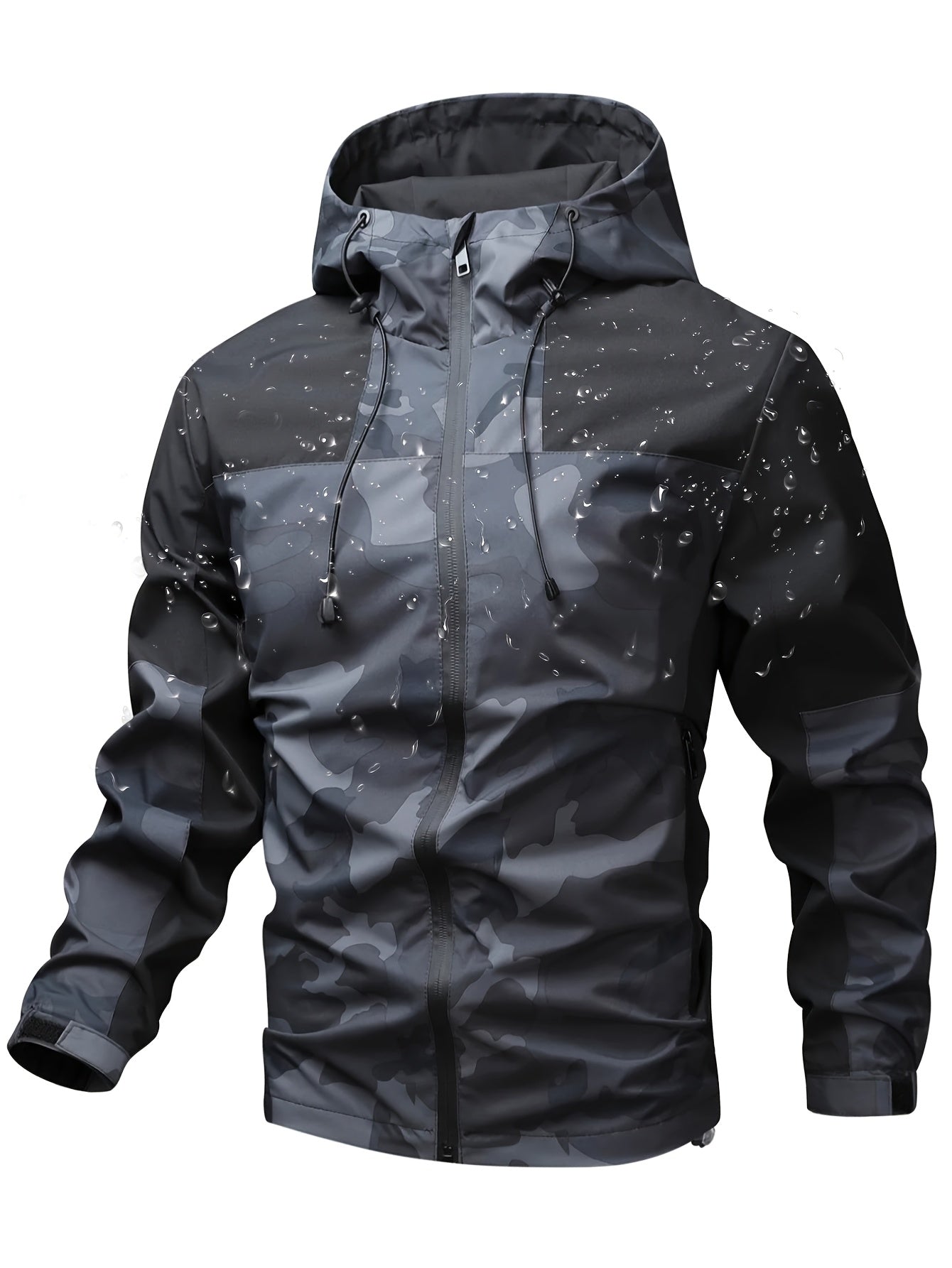 Men's All-Season Fashion Sports Outdoor Multifunctional Camouflage Jacket, Zippered Pockets, Large Capacity, Military Style, Suitable for Outdoor Activities, Travel, Fishing, Hiking, Hooded Design, Adjustable Fit, Lightweight and Versatile Style