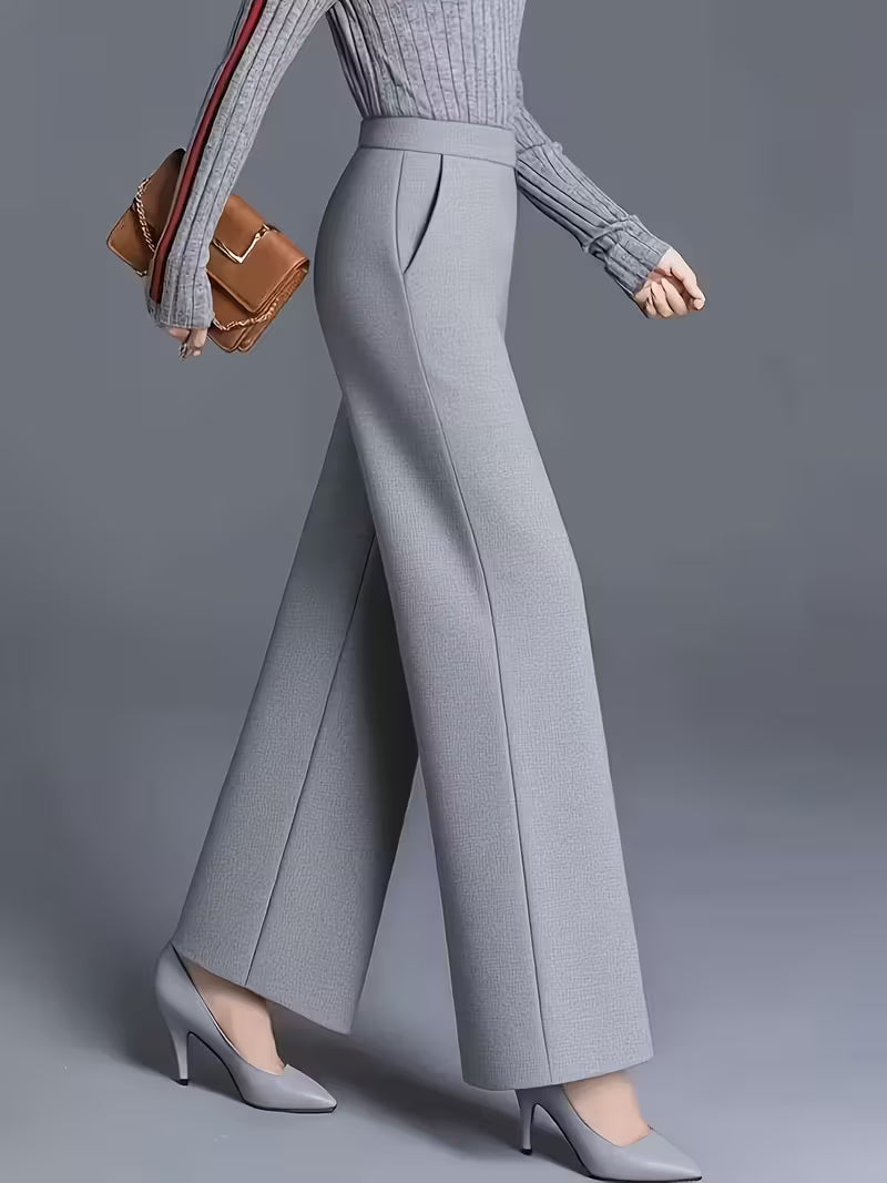 Women's elegant high-waisted wide-leg trousers