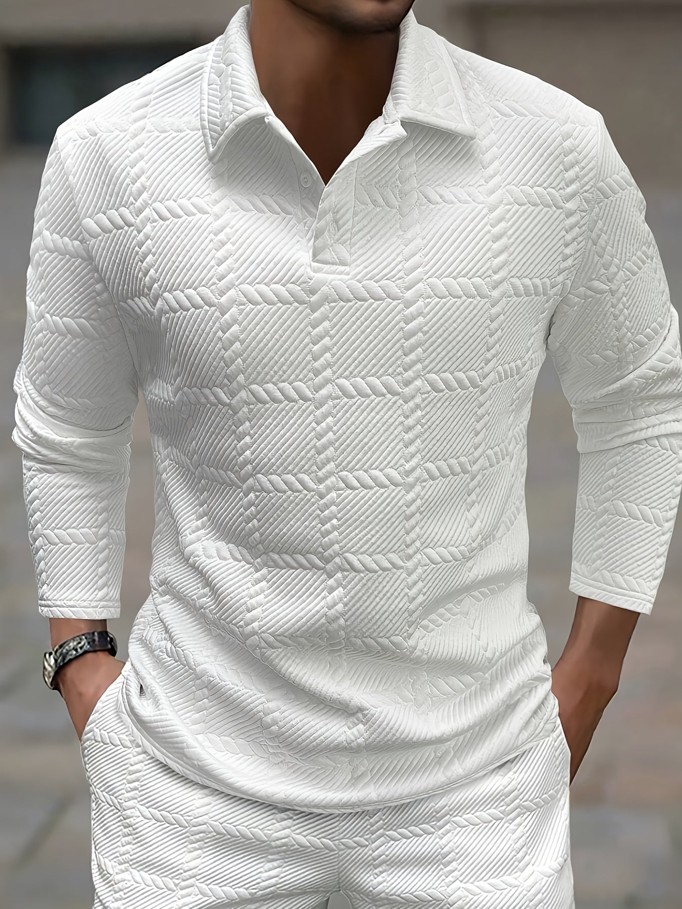 Spring and Autumn New Men's POIO Shirt Fashion Atmospheric Casual Knitted Jacquard T-Shirt Men's Clothing