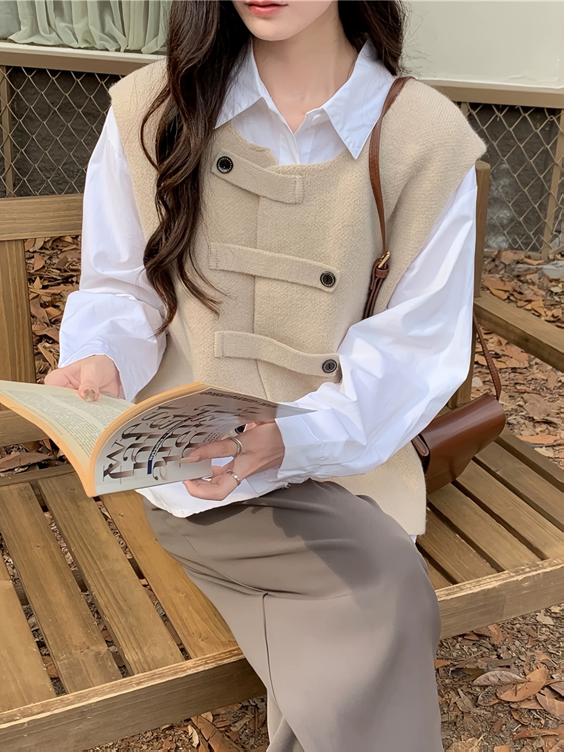 [Fashion Knitted Vest] Women's fashion asymmetric design knitted vest, suitable for spring, autumn, and winter, perfect for layering and highly versatile, available in two colors.