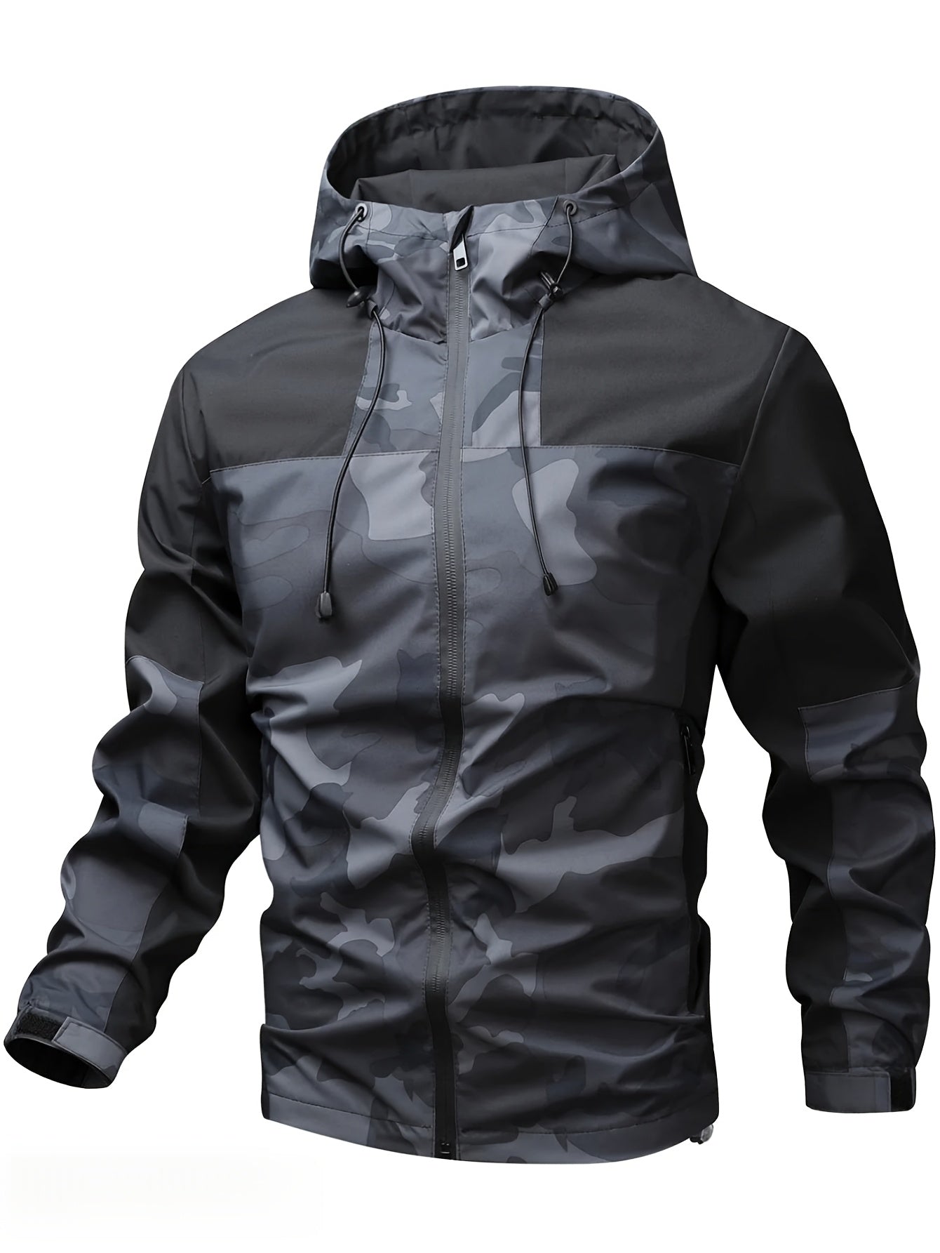 Men's All-Season Fashion Sports Outdoor Multifunctional Camouflage Jacket, Zippered Pockets, Large Capacity, Military Style, Suitable for Outdoor Activities, Travel, Fishing, Hiking, Hooded Design, Adjustable Fit, Lightweight and Versatile Style