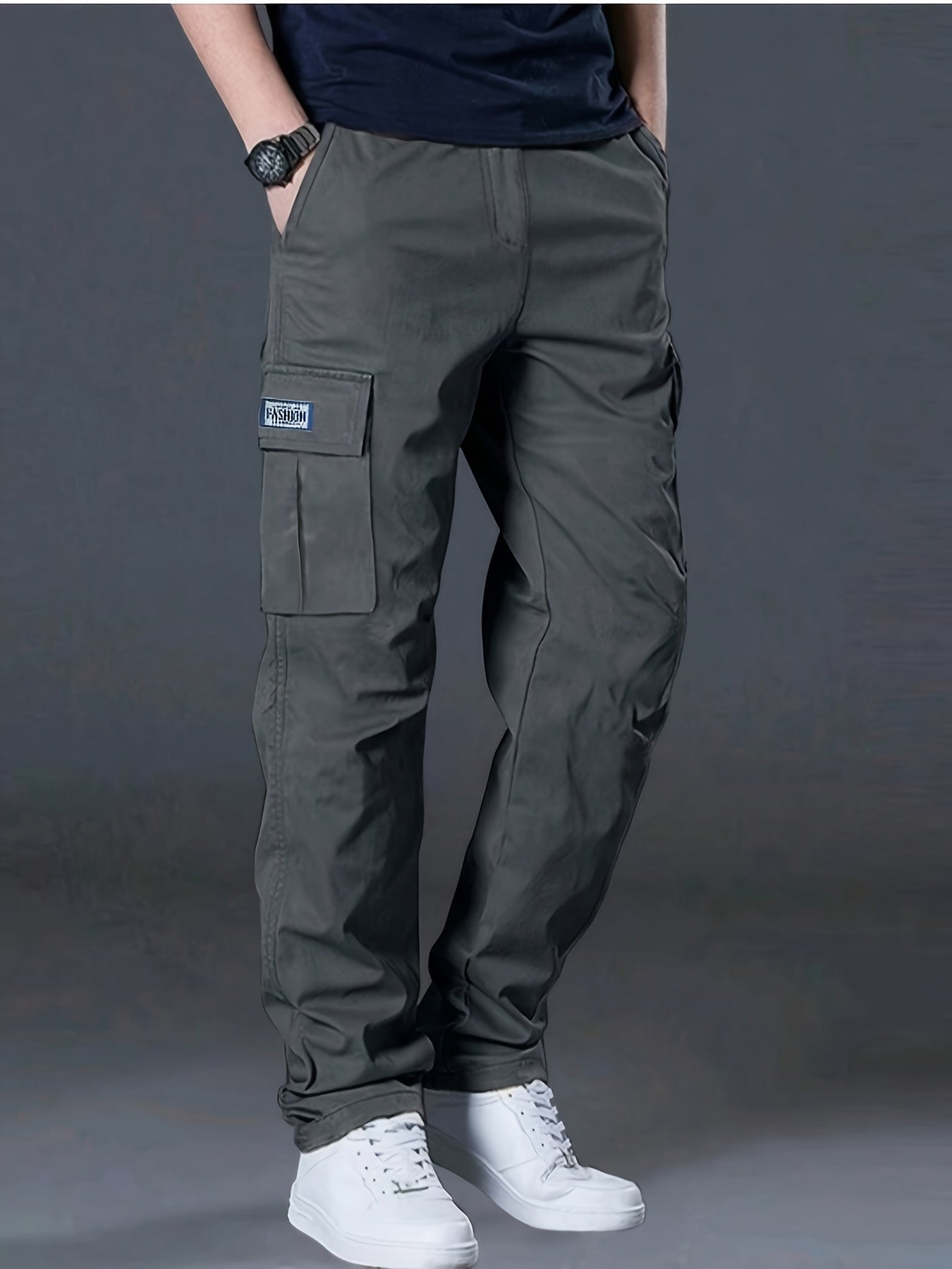 Men's Heavy-Duty Pants with Multi-Pocket Design - Straight-Leg Cargo Trousers, Adjustable Drawstring Waist, All-Season Casual Outdoor & Workwear (Compatible for,, Travel) - Solid Color, Hand Wash/Dry Clean)