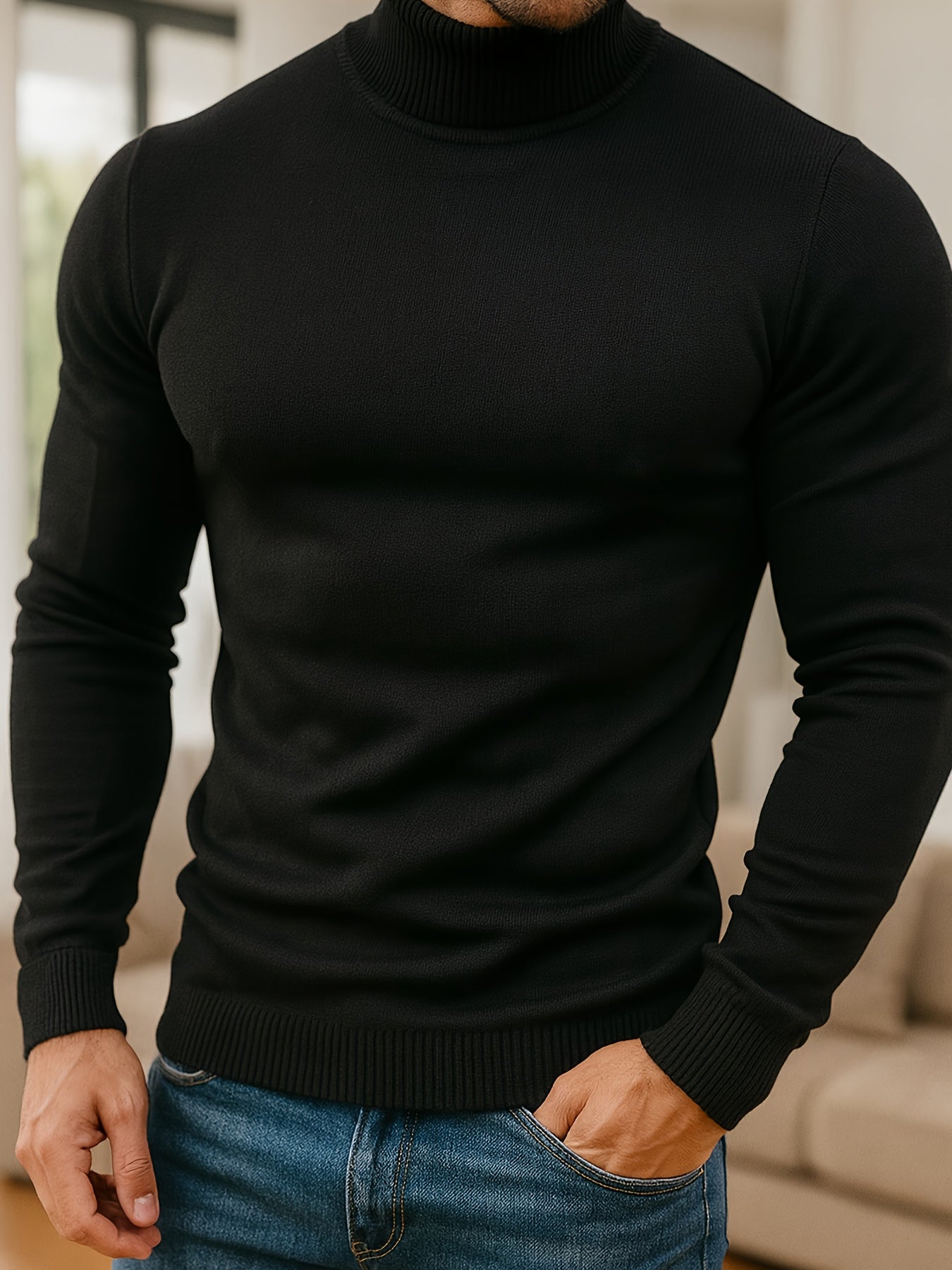 Winter Warm Turtleneck Sweater - Slim-Fit Stretchable High Neck Pullover, Solid Black/White/Navy/Brown/Grey/Rust - Casual & Formal Wear, Layering Essential for Cold Weather, Easy-Care Sweater Coat