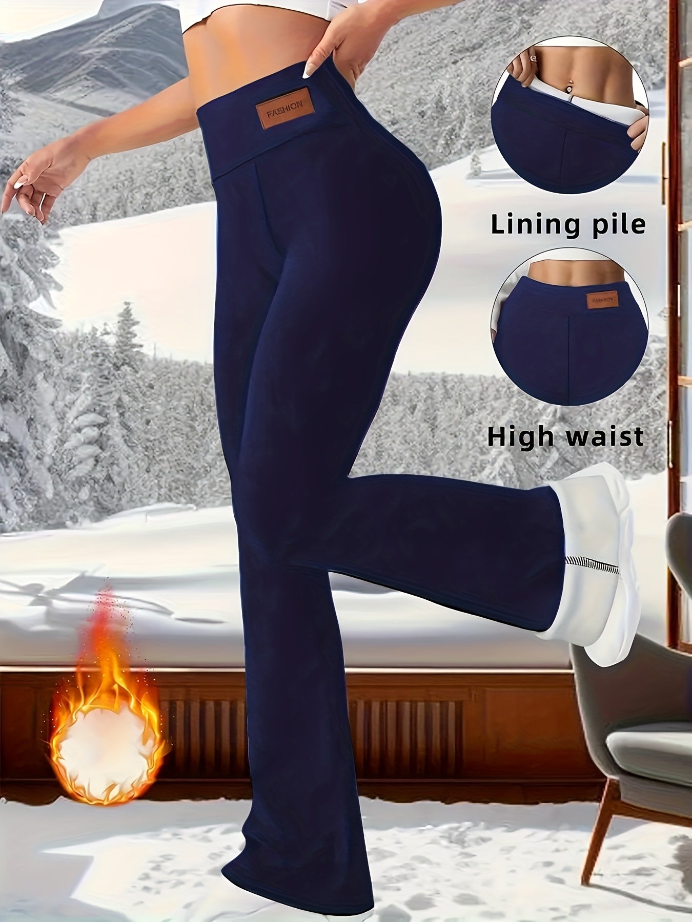 Women's High Waist Fleece Warm Leggings