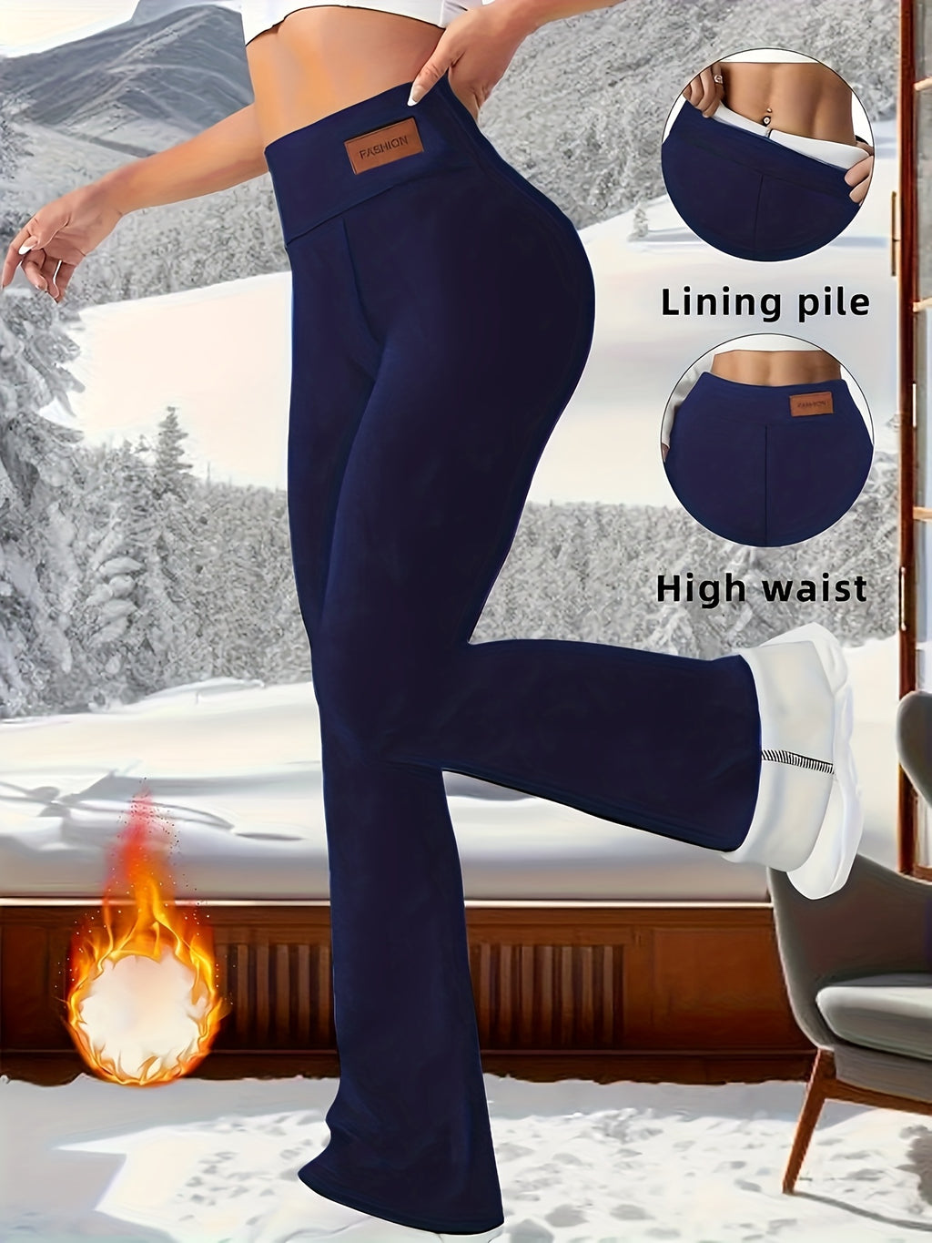 Women's High Waist Fleece Warm Leggings