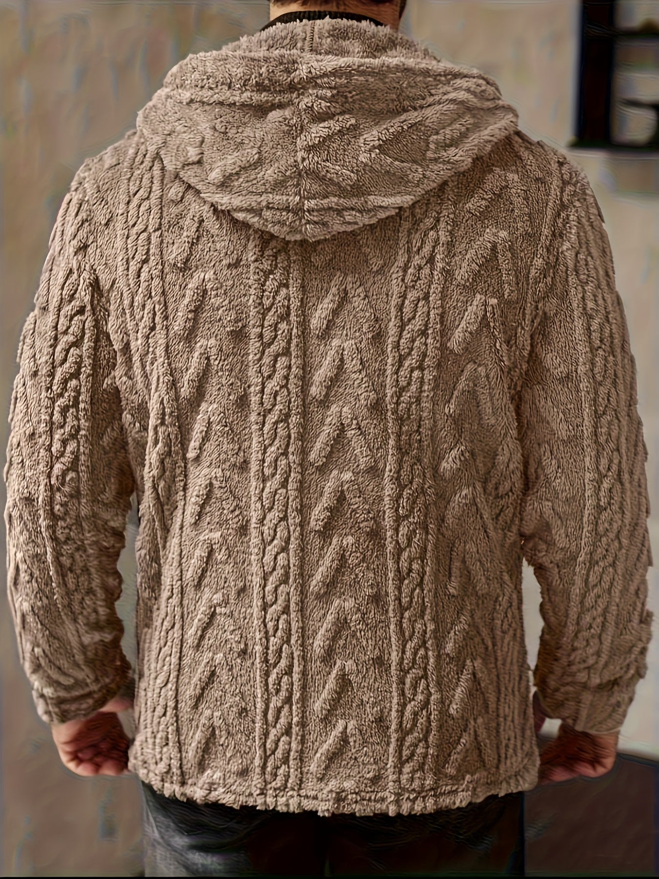 Men'S Casual Solid Color Hooded Fleece Jacket | Suitable for Autumn/Winter, Teddy Velvet, Regular Fit, Button Closure, Single Breasted, No Lining