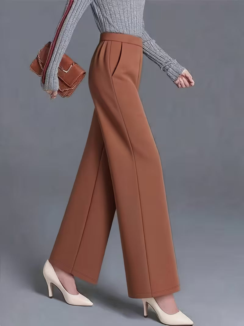 Women's elegant high-waisted wide-leg trousers