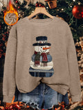 Women's Christmas Snowman & Plaid Patchwork Sweater Jacket - Soft Cozy Round Neck Cardigan, Machine Washable Winter Warm Pullover with Snowman Buttons, Casual Holiday Outfit (Cape-like) Gift for Mom, Wife, - All-Season Wear
