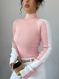 Color Block High Neck Comfortable Soft Turtleneck | Elegant Fall/Winter Layering Top