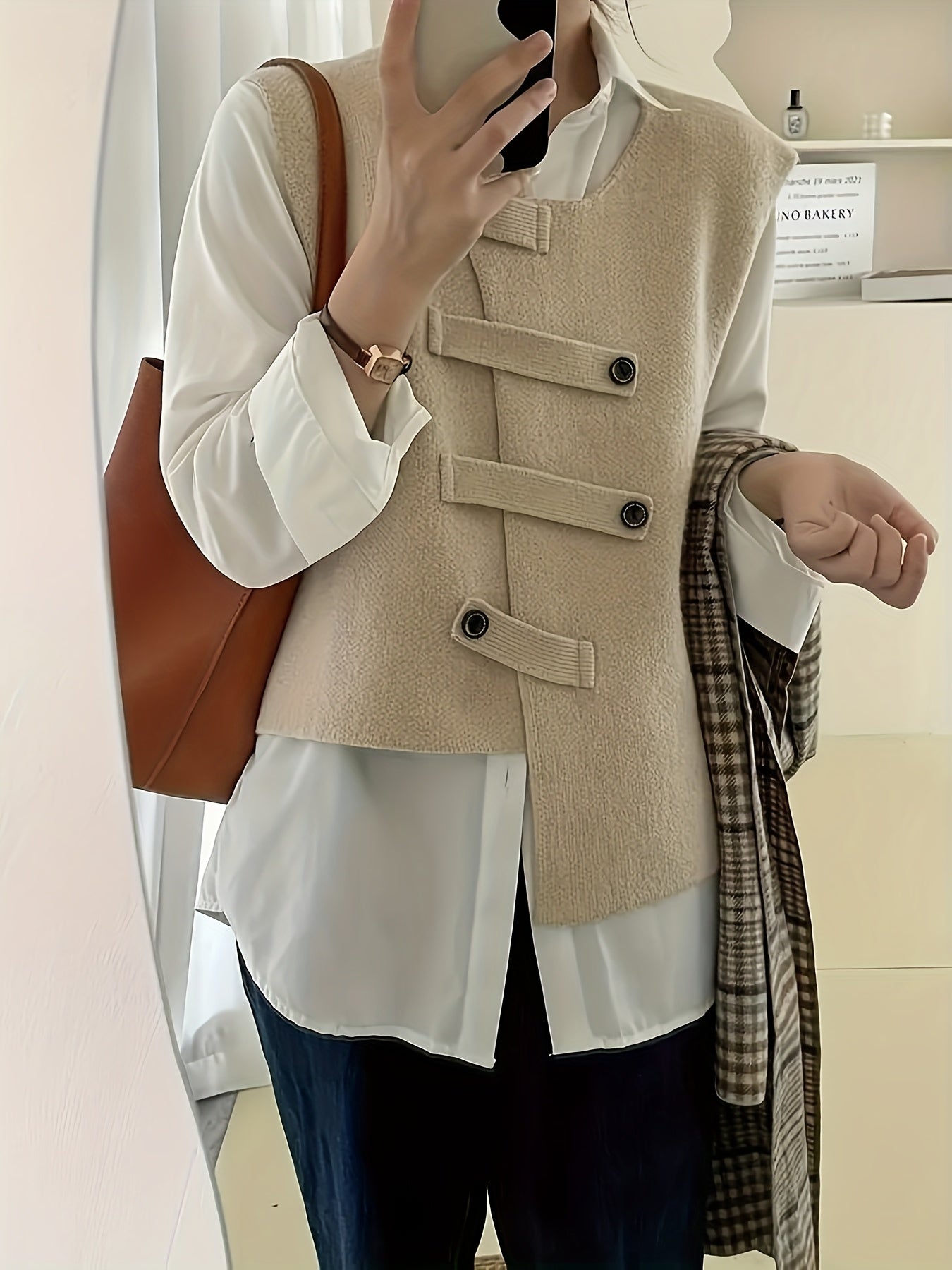 [Fashion Knitted Vest] Women's fashion asymmetric design knitted vest, suitable for spring, autumn, and winter, perfect for layering and highly versatile, available in two colors.