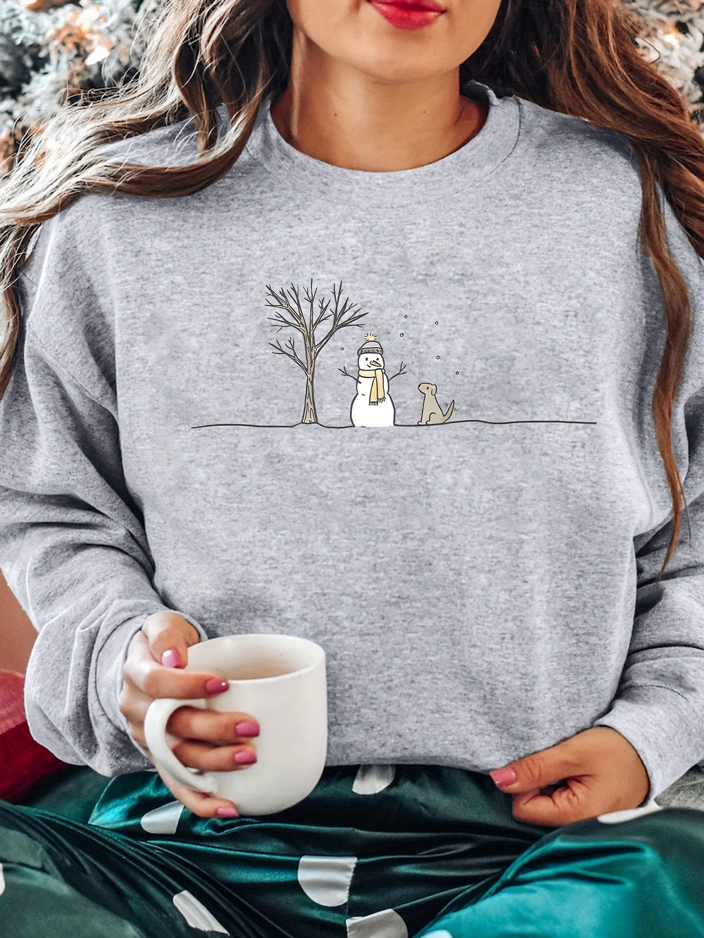 Christmas-Themed Women'S Sweatshirt with Snowman Print