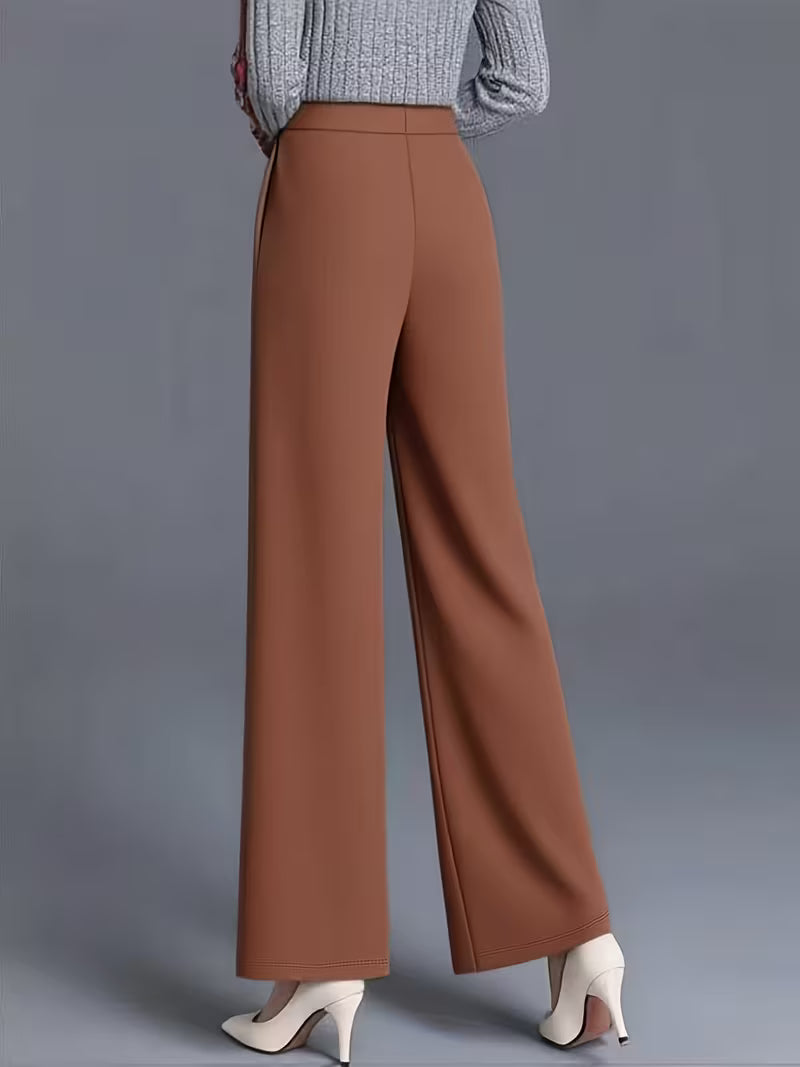 Women's elegant high-waisted wide-leg trousers