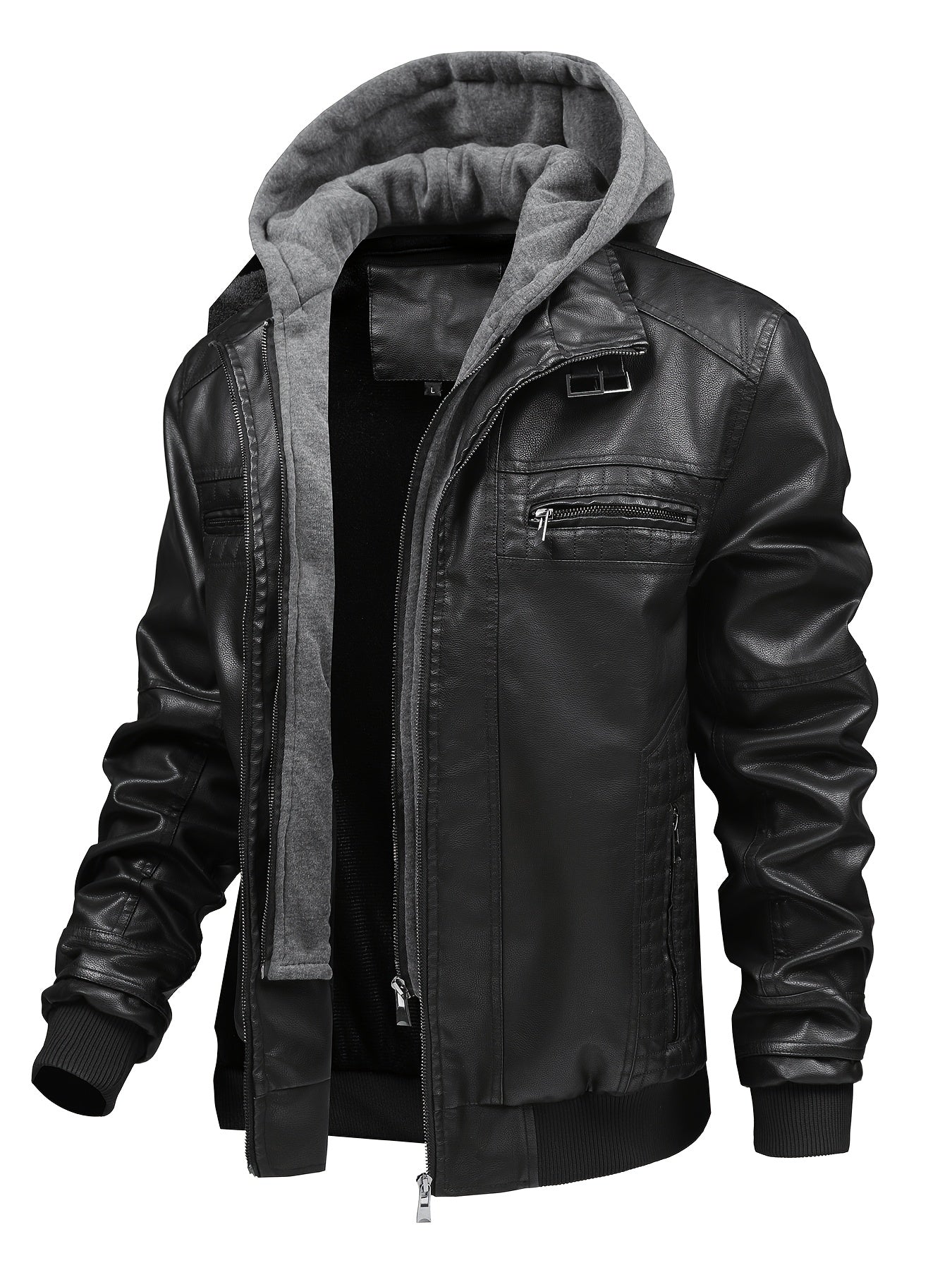 Autumn and Winter Fashion Hooded Motorcycle Jacket, Slim Fit Multi-Pocket Outerwear, Casual Daily Jacket, Outdoor Winter Wear, Lined Winter Coat, Slim Fit Hooded Jacket, Modern Outerwear Look, Slim Fit Design