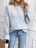 Elegant Crew Neck Pullover - Sweater for Women - Solid Color Polyester Knit Jersey - Fall/Winter Collection