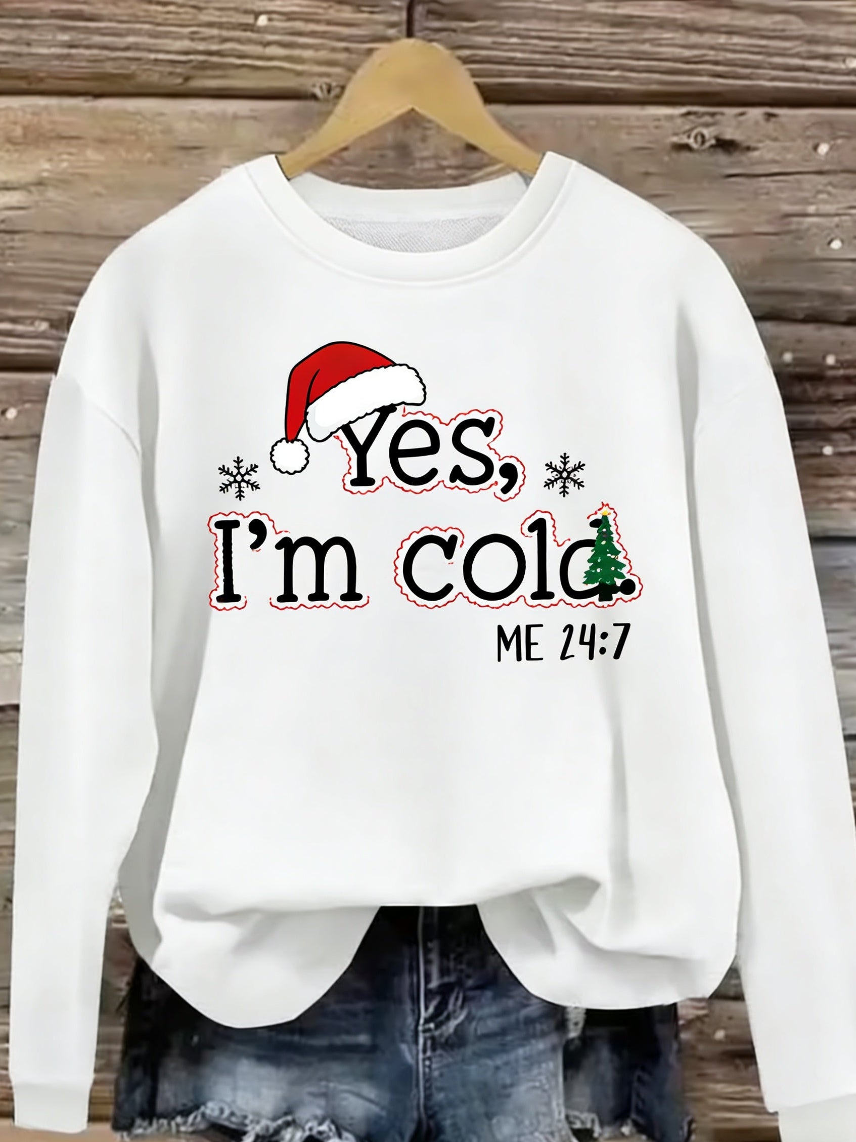 1pc Ladies Casual Round Neck Sweater, Autumn And Winter Long-Sleeved Pullover, Black Sweatshirt, European And American Fashion Printing, Halloween, Christmas, Bows, Candy Bars, Snowflakes, Books, Apples, Gingerbread Men, Christmas Trees