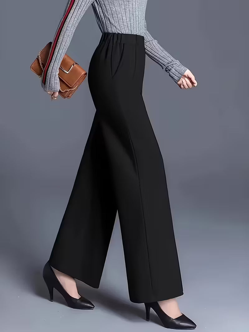 Women's elegant high-waisted wide-leg trousers