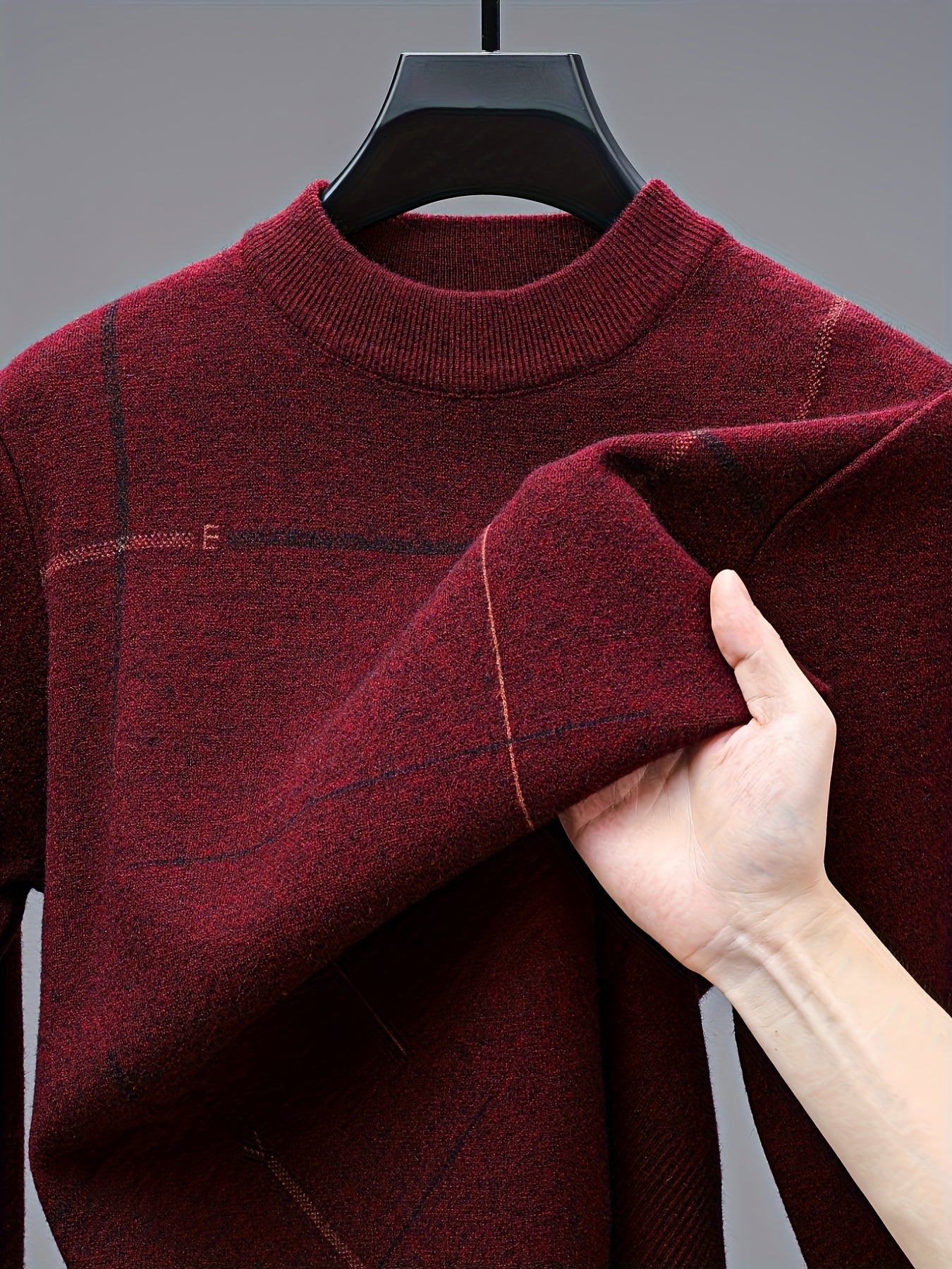 Men's Long Sleeve Sweater - Soft Knit Sweater for Fall/Winter - Layering Essential for Office, Casual Outfits - Black & Brown Accent Pullover - Ideal Father's Day Gift for Dad, Husband, Boyfriend - Everyday & Formal Wear - Knit Sweater - Winter Clothing -