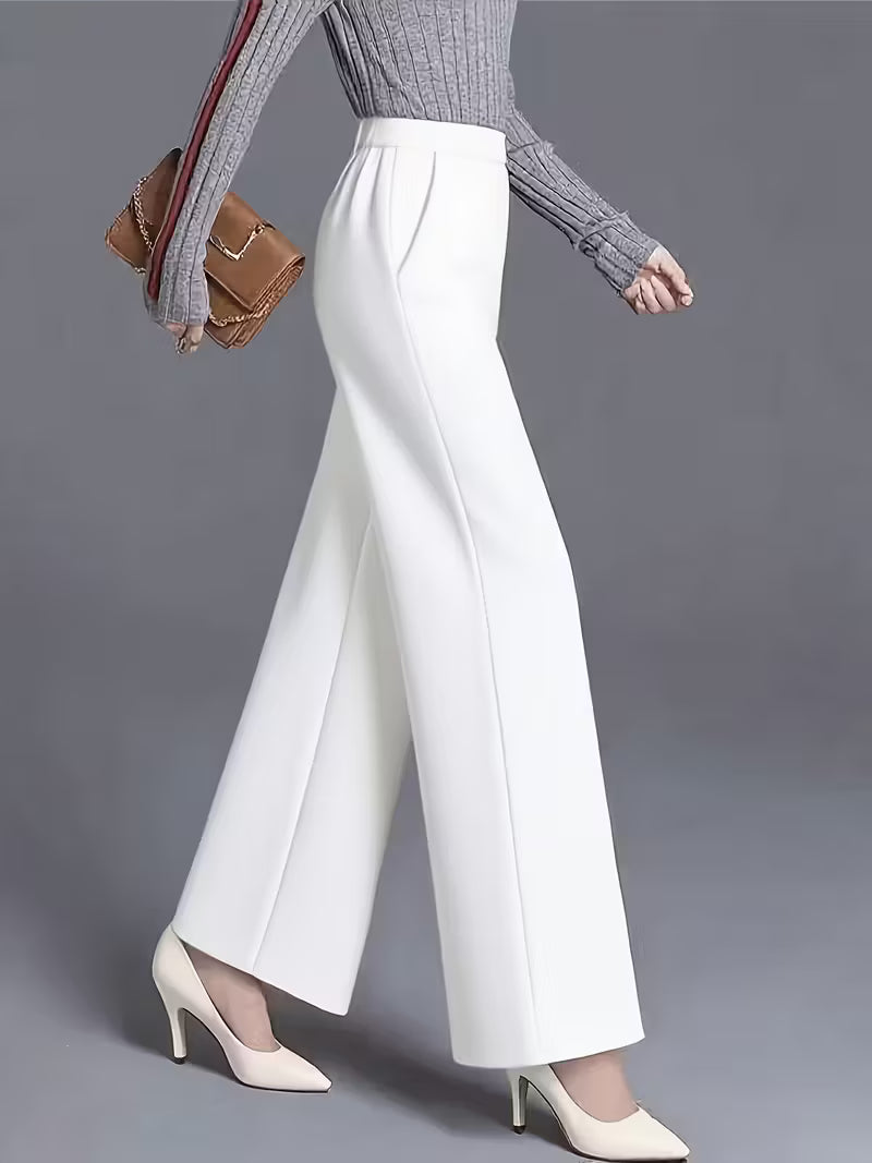 Women's elegant high-waisted wide-leg trousers