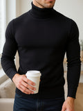 Winter Warm Turtleneck Sweater - Slim-Fit Stretchable High Neck Pullover, Solid Black/White/Navy/Brown/Grey/Rust - Casual & Formal Wear, Layering Essential for Cold Weather, Easy-Care Sweater Coat