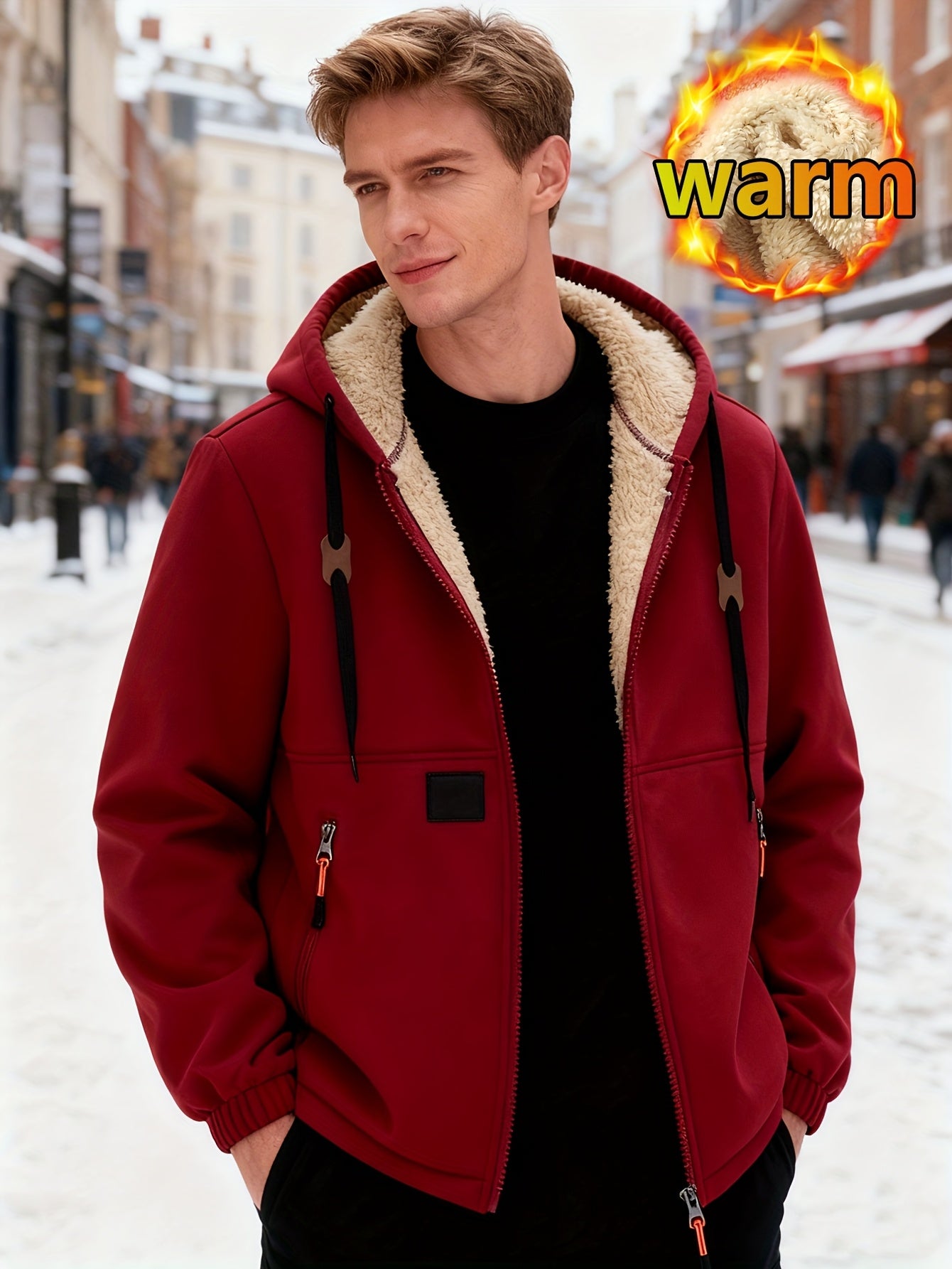 Men'S Hooded Cardigan Sweatshirt, Stylish Fleece-Lined And Thickened Hoodie, Comfortable And Loose Drawstring Hooded Sweatshirt, Suitable for Autumn And Winter Men'S Wear, Features Zippered Pockets, Ideal for Winter And Fall, Makes a Great Gift