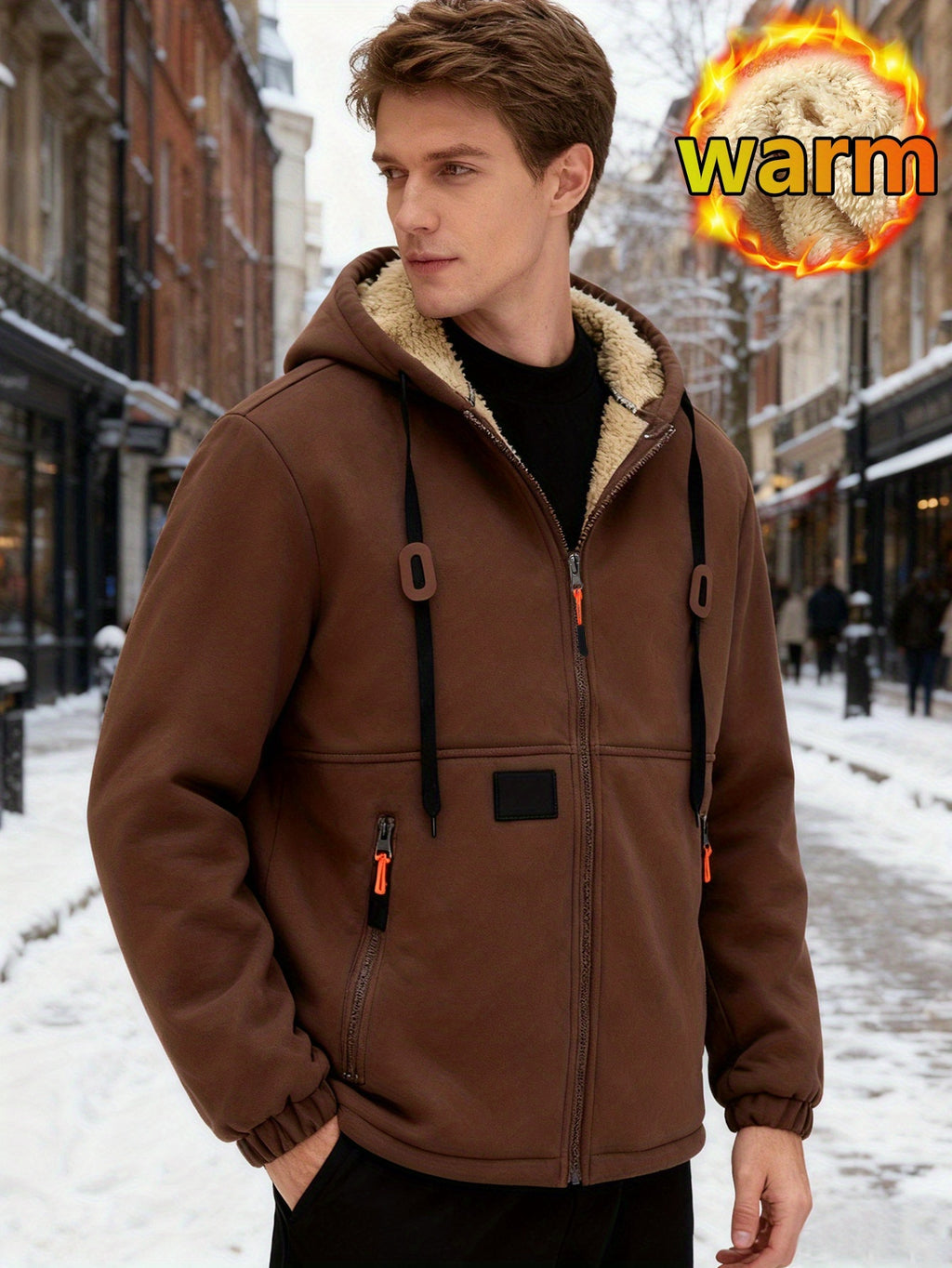 Men'S Hooded Cardigan Sweatshirt, Stylish Fleece-Lined And Thickened Hoodie, Comfortable And Loose Drawstring Hooded Sweatshirt, Suitable for Autumn And Winter Men'S Wear, Features Zippered Pockets, Ideal for Winter And Fall, Makes a Great Gift