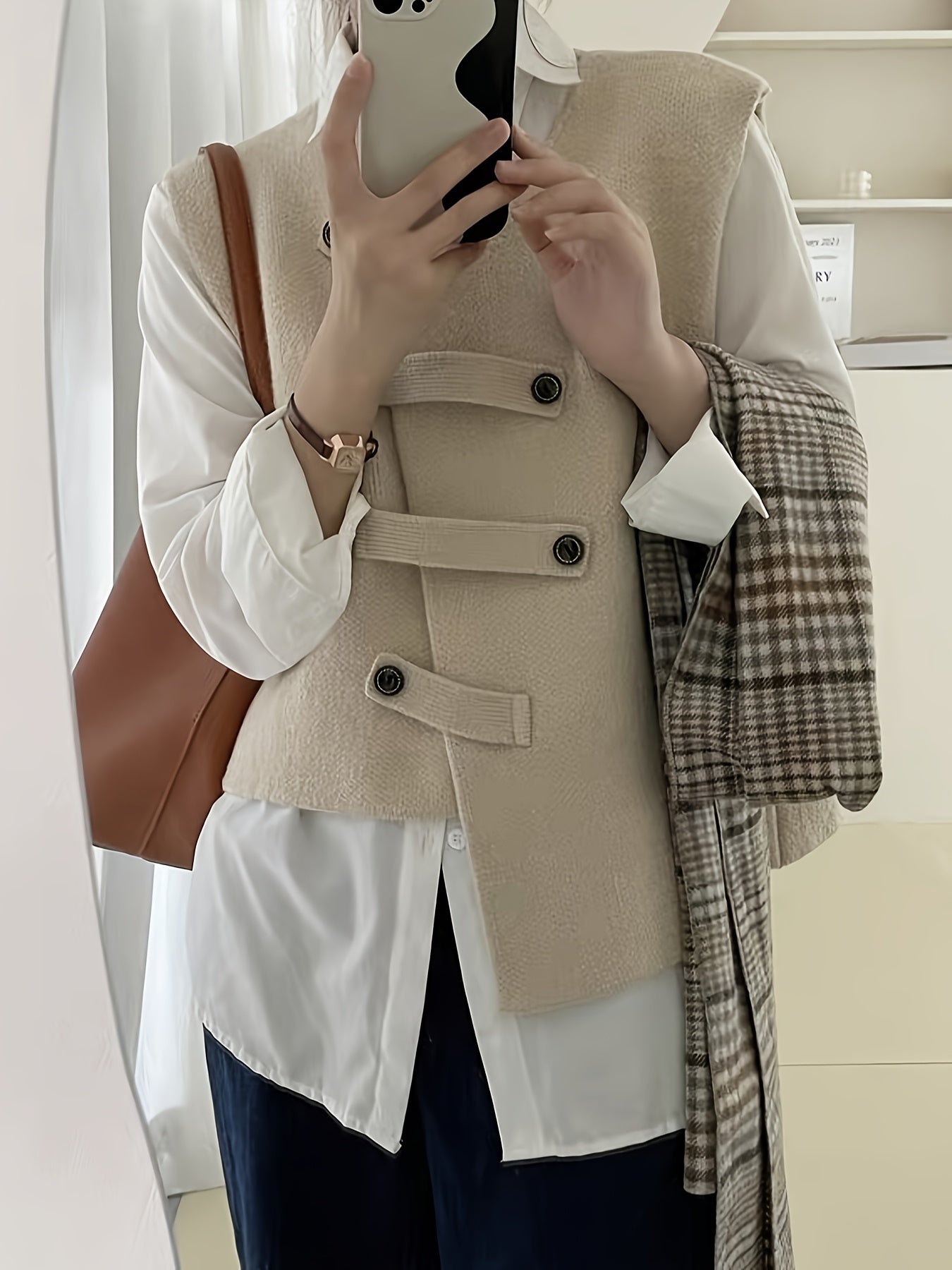 [Fashion Knitted Vest] Women's fashion asymmetric design knitted vest, suitable for spring, autumn, and winter, perfect for layering and highly versatile, available in two colors.