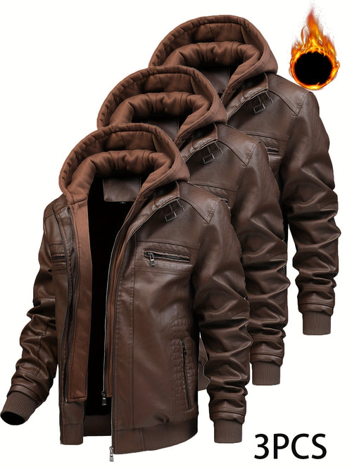 Autumn and Winter Fashion Hooded Motorcycle Jacket, Slim Fit Multi-Pocket Outerwear, Casual Daily Jacket, Outdoor Winter Wear, Lined Winter Coat, Slim Fit Hooded Jacket, Modern Outerwear Look, Slim Fit Design