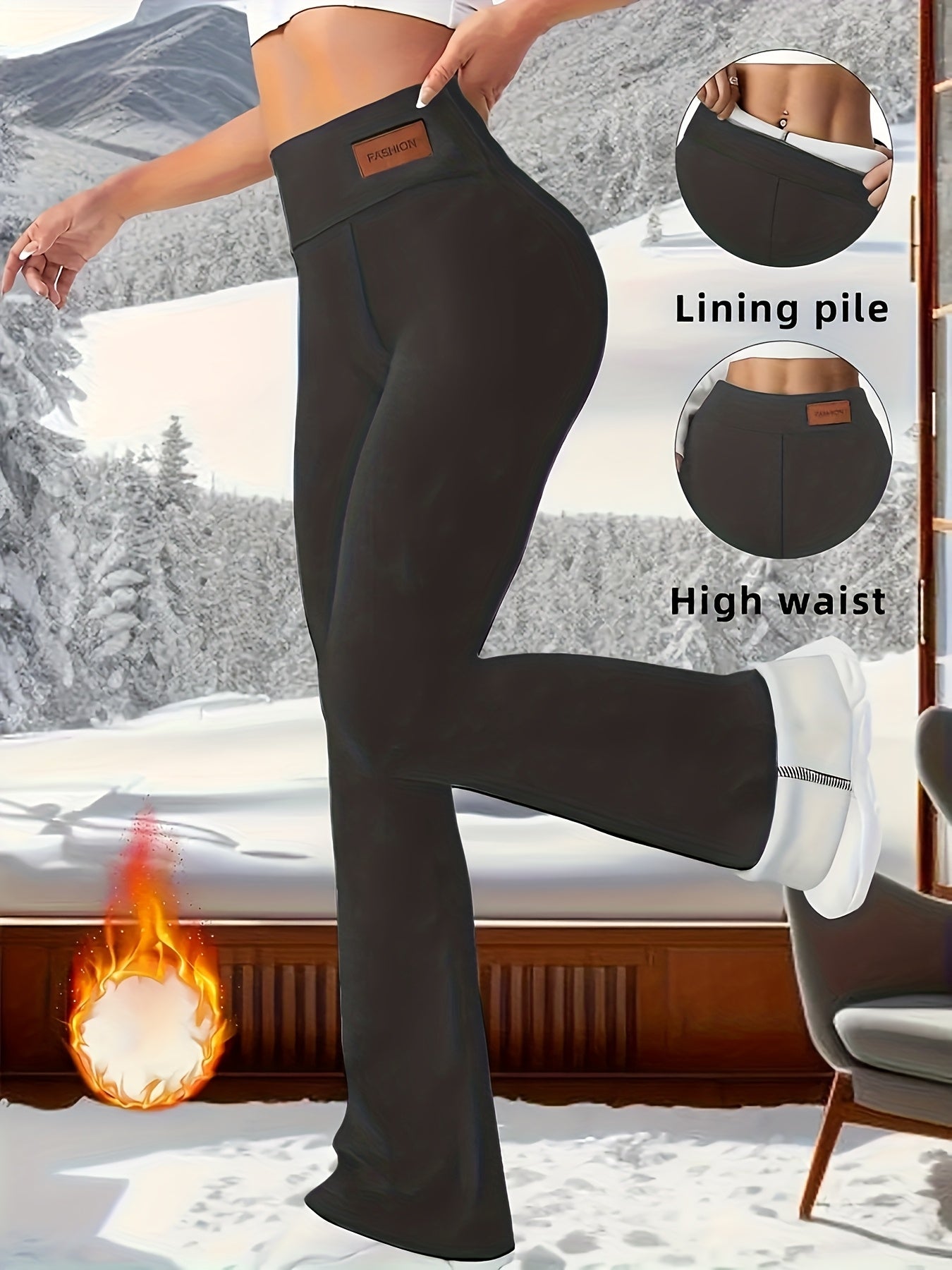 Women's High Waist Fleece Warm Leggings